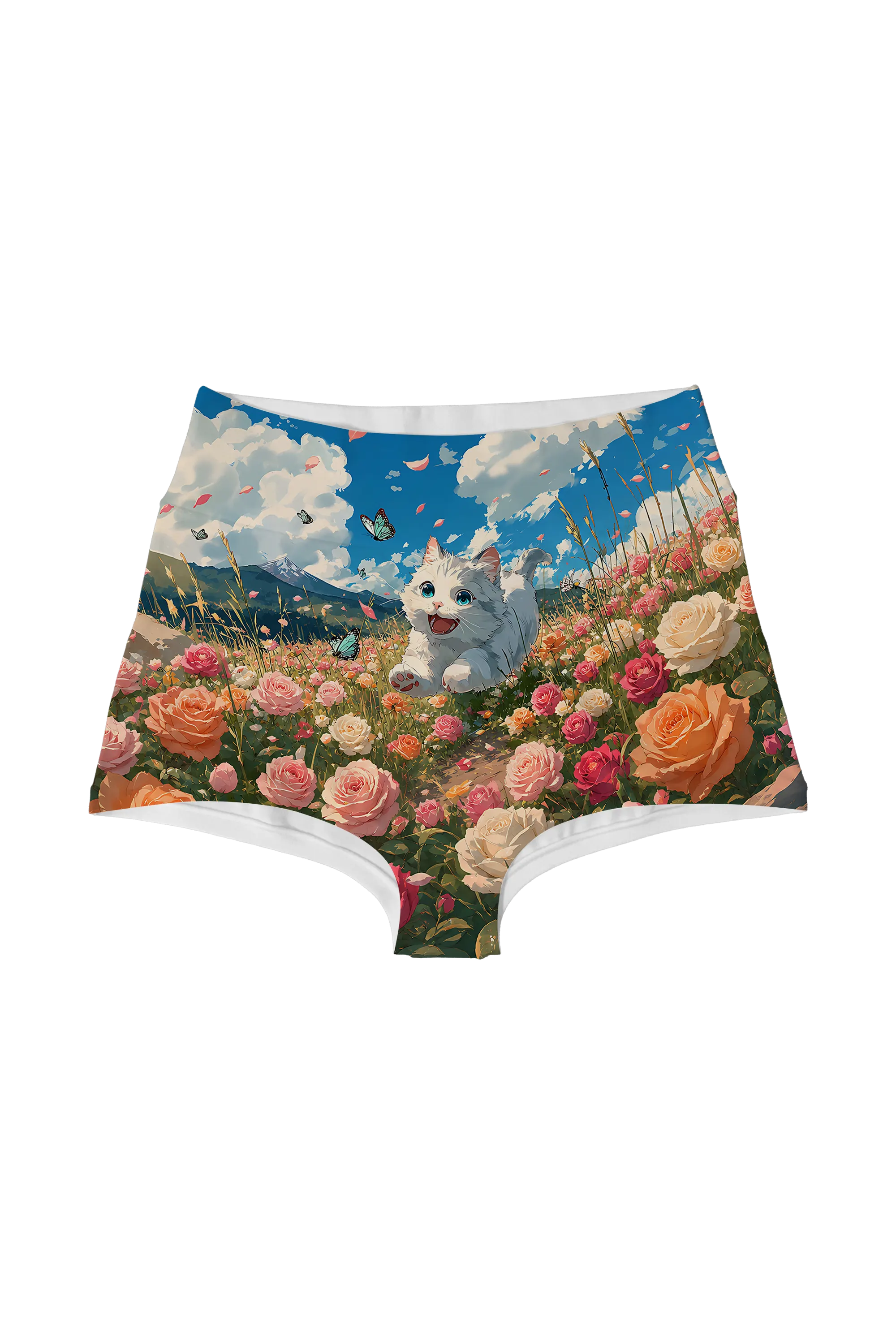 Kitten in Rose Meadow high waist panty, front view
