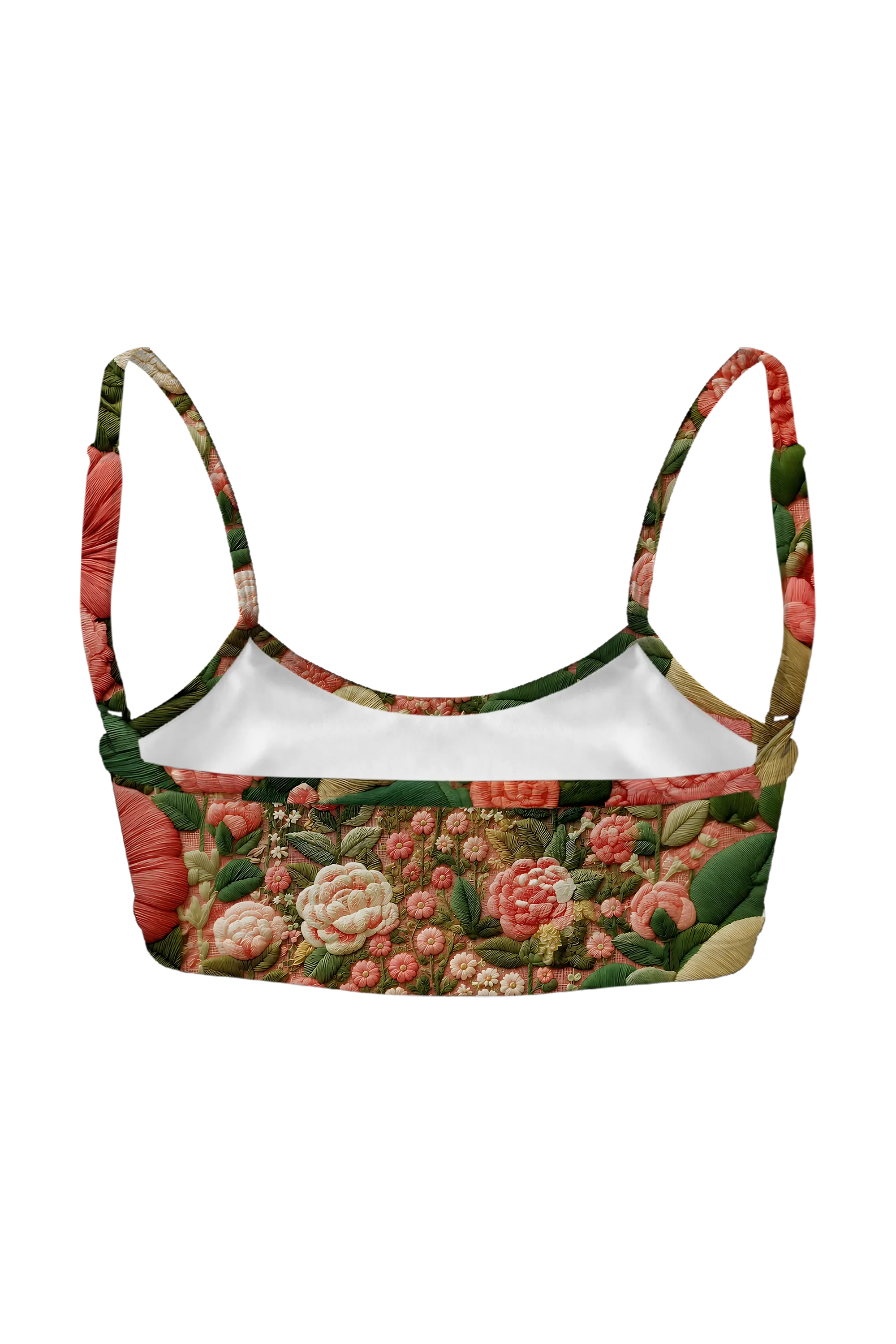 Embroidered Cat Garden bralette, back view