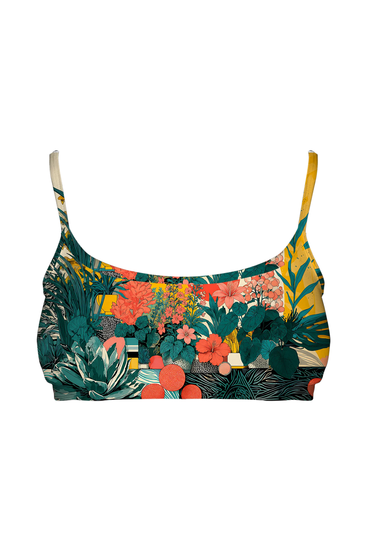 Sunrise Garden Cat bralette, front view