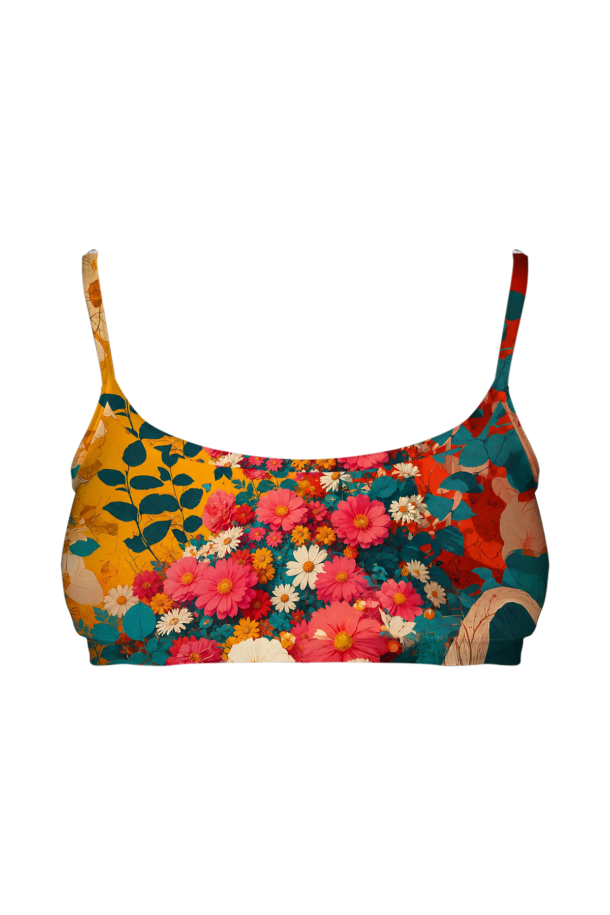 Flower Garland Cats bralette, front view