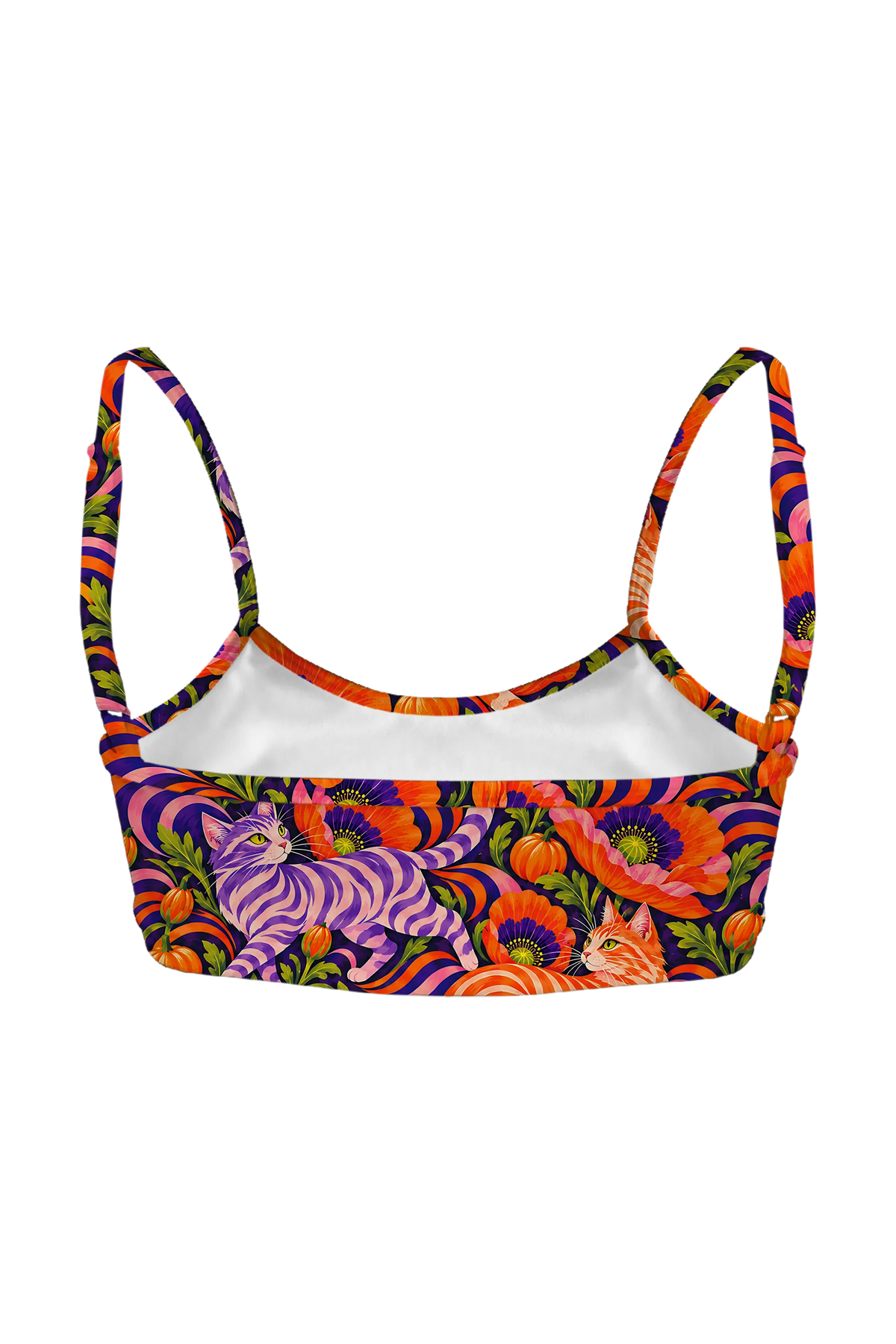 Pumpkin Patch Cats bralette, back view