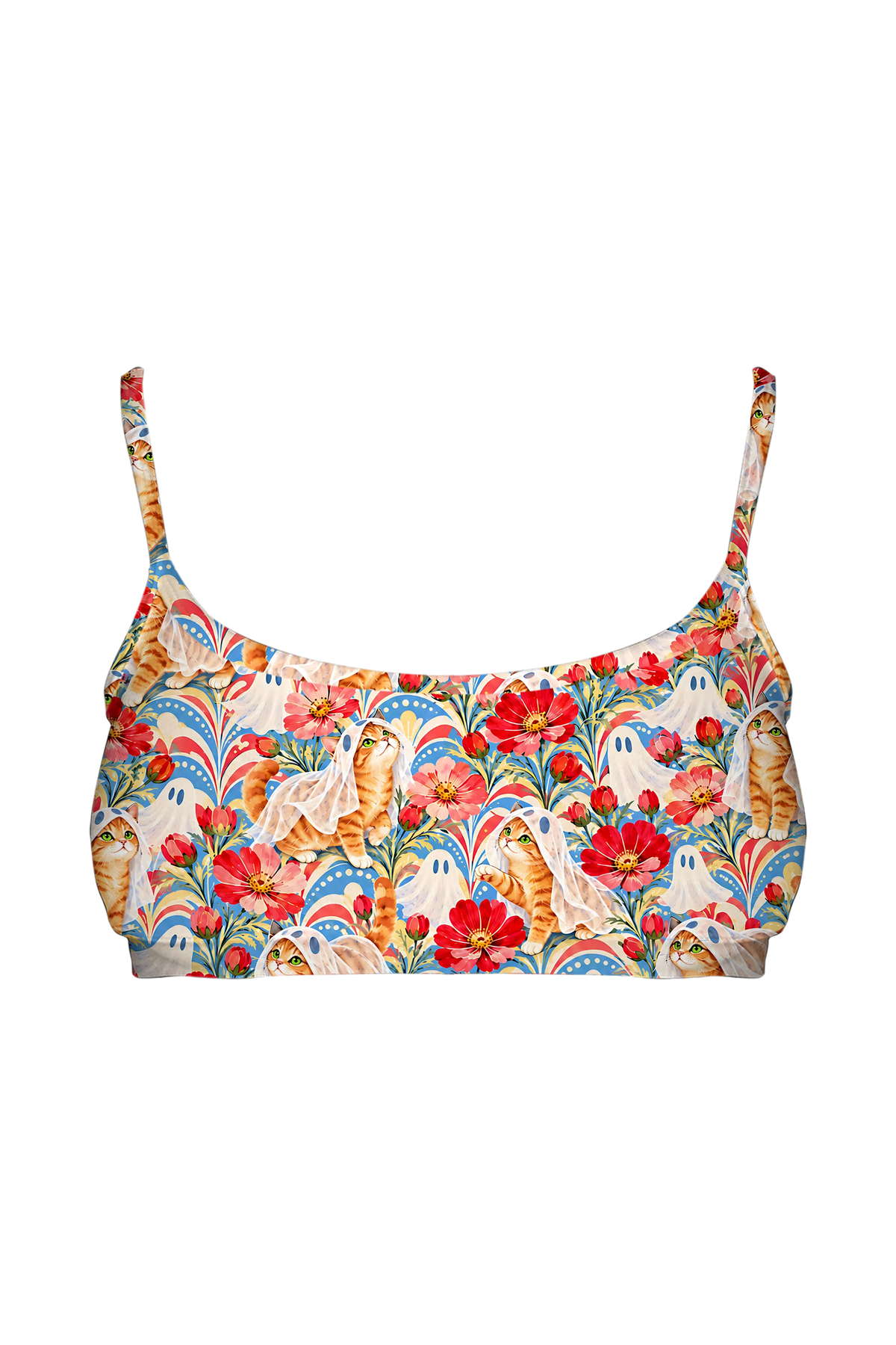 Little Ghost Cats bralette, front view