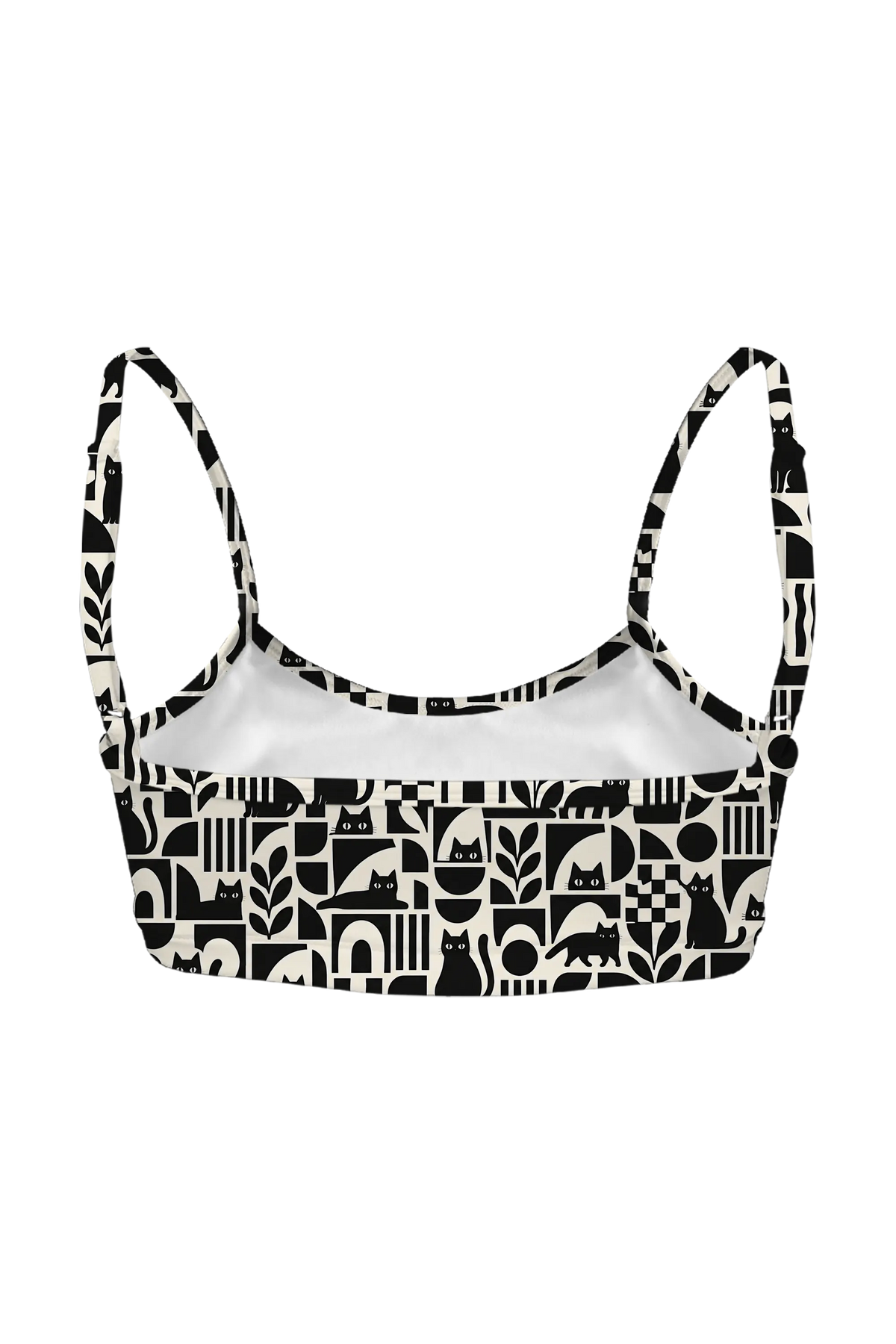Black Cat Mosaic bralette, back view