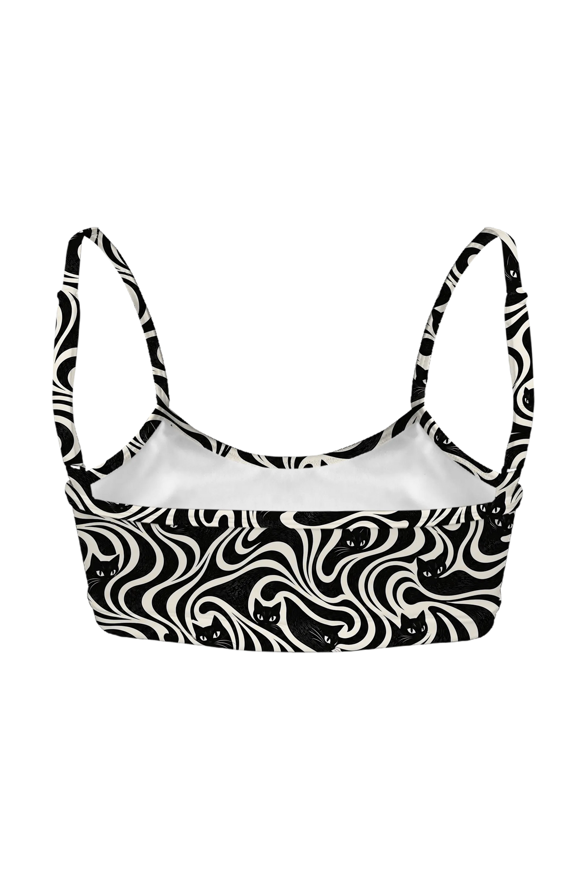 Black Cat Swirl bralette, back view