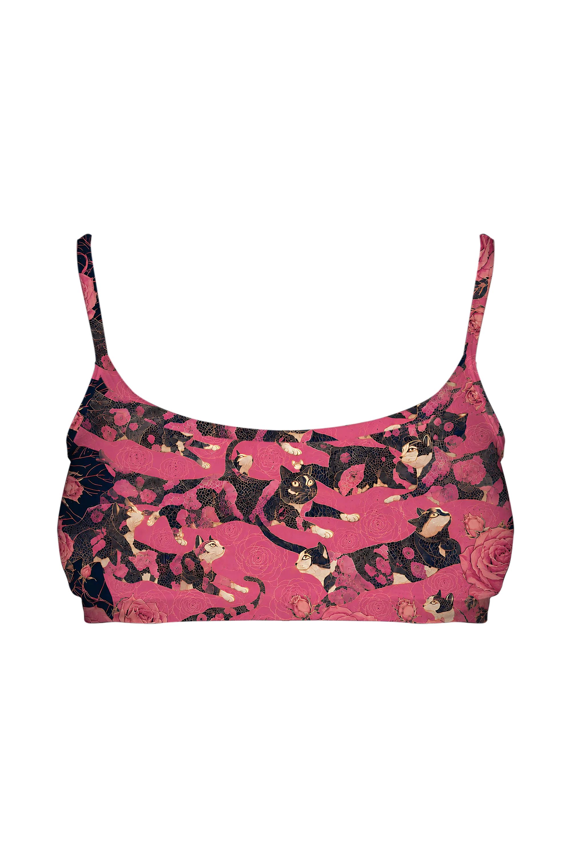 Midnight Rose Cats bralette, front view