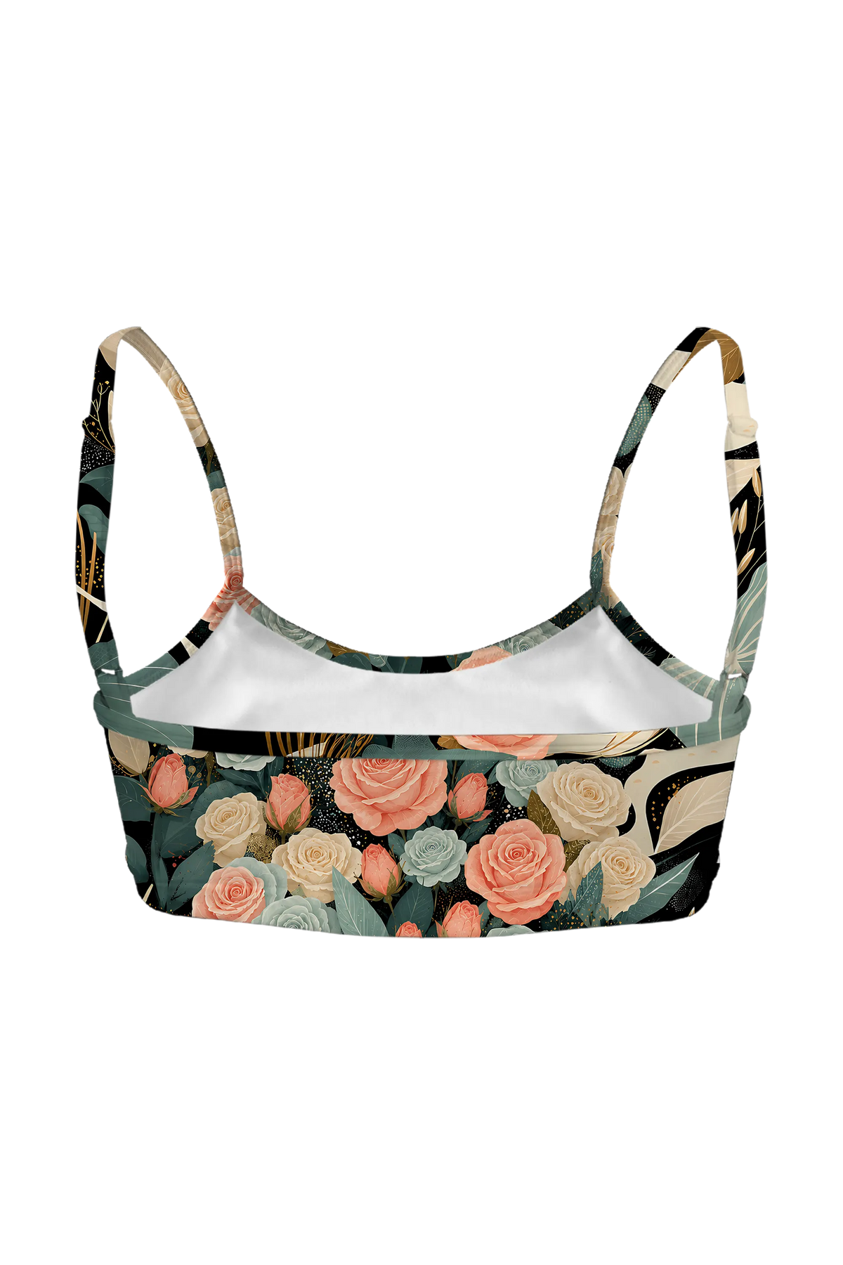 Ivory Cat and Roses bralette, back view