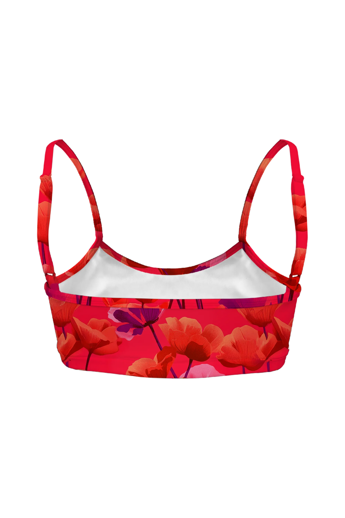 Crimson Poppies bralette, back view