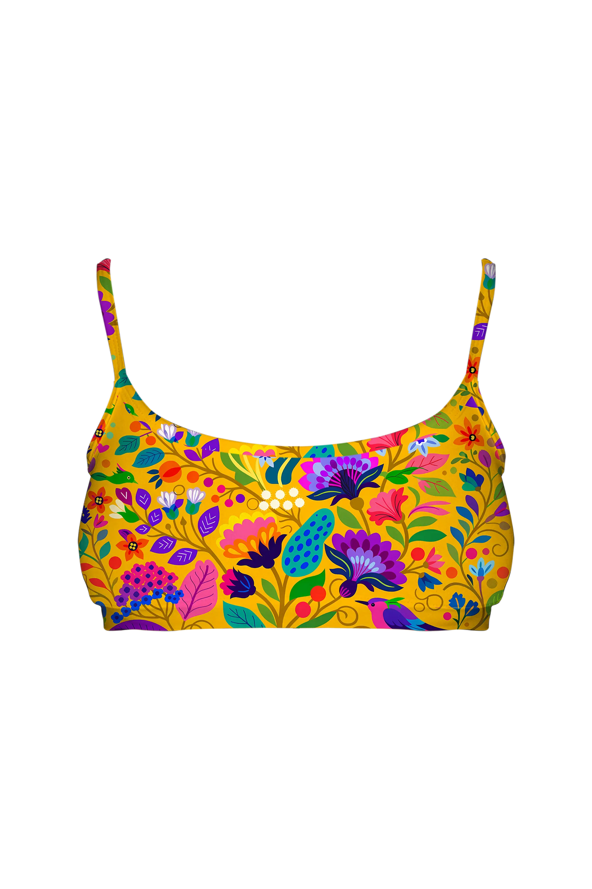 Folk Bird Garden bralette, front view