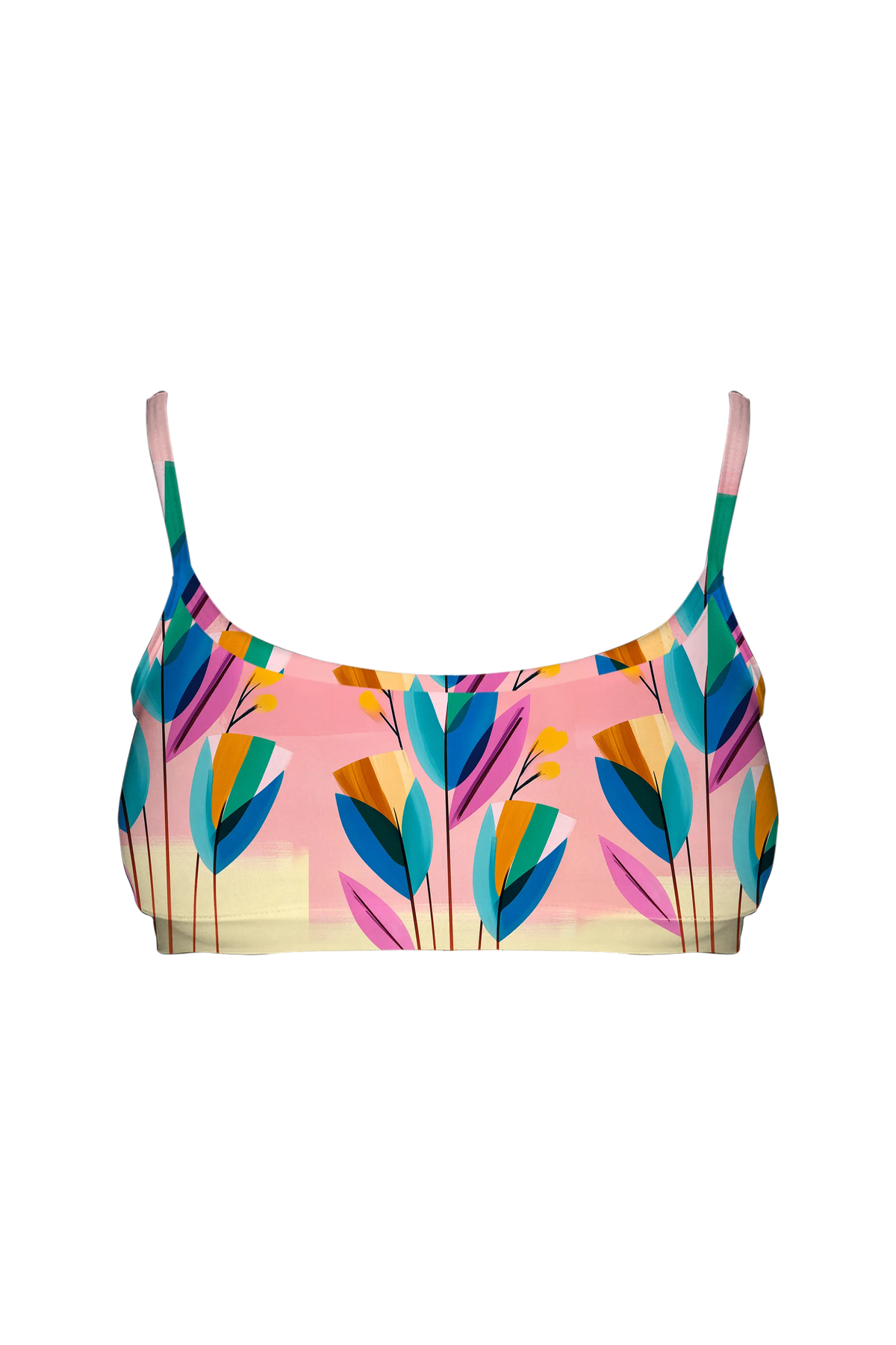 Striped Tulip Abstract bralette, front view
