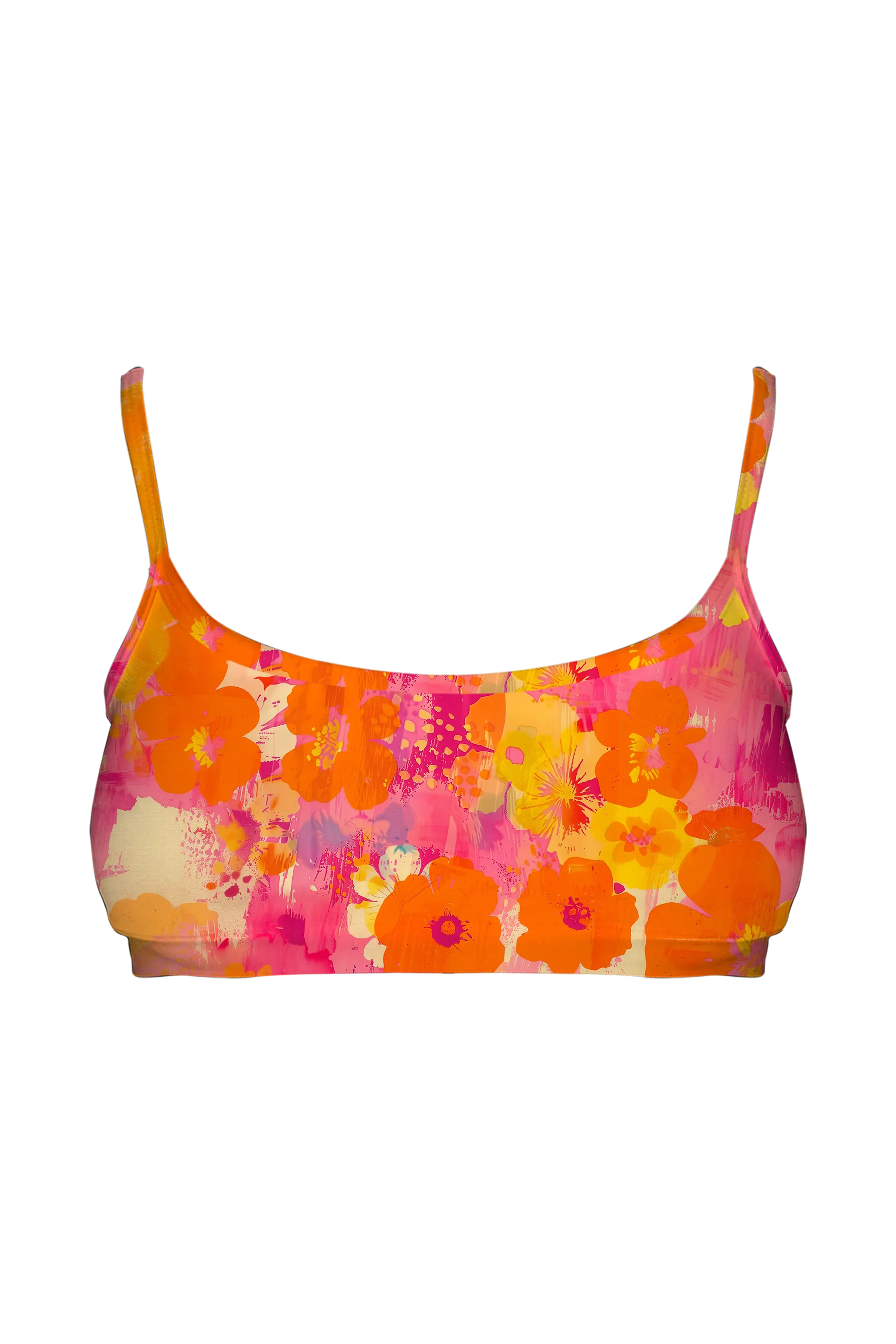 Painted Poppy Splash bralette, front view