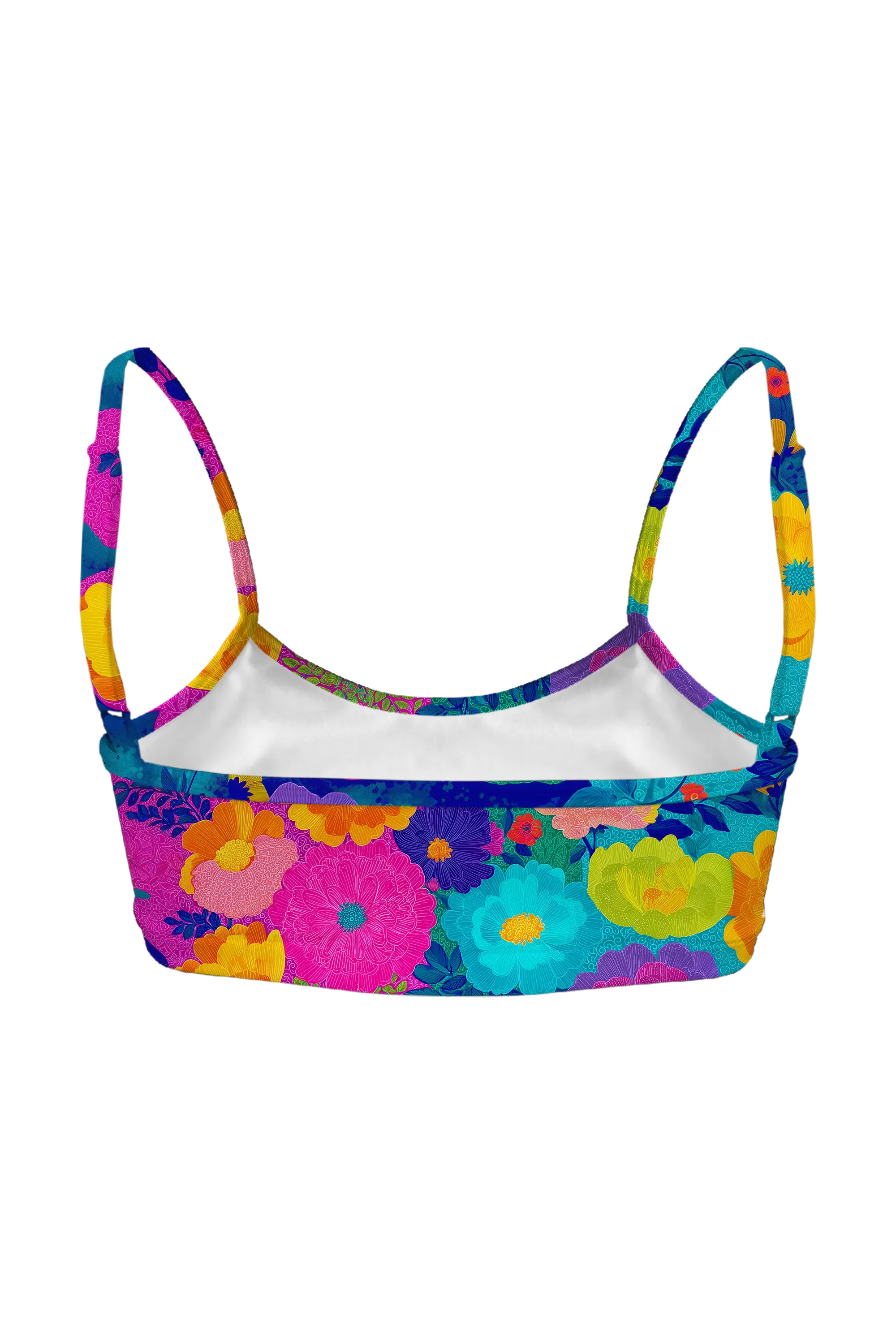 Neon Jungle Bloom bralette, back view