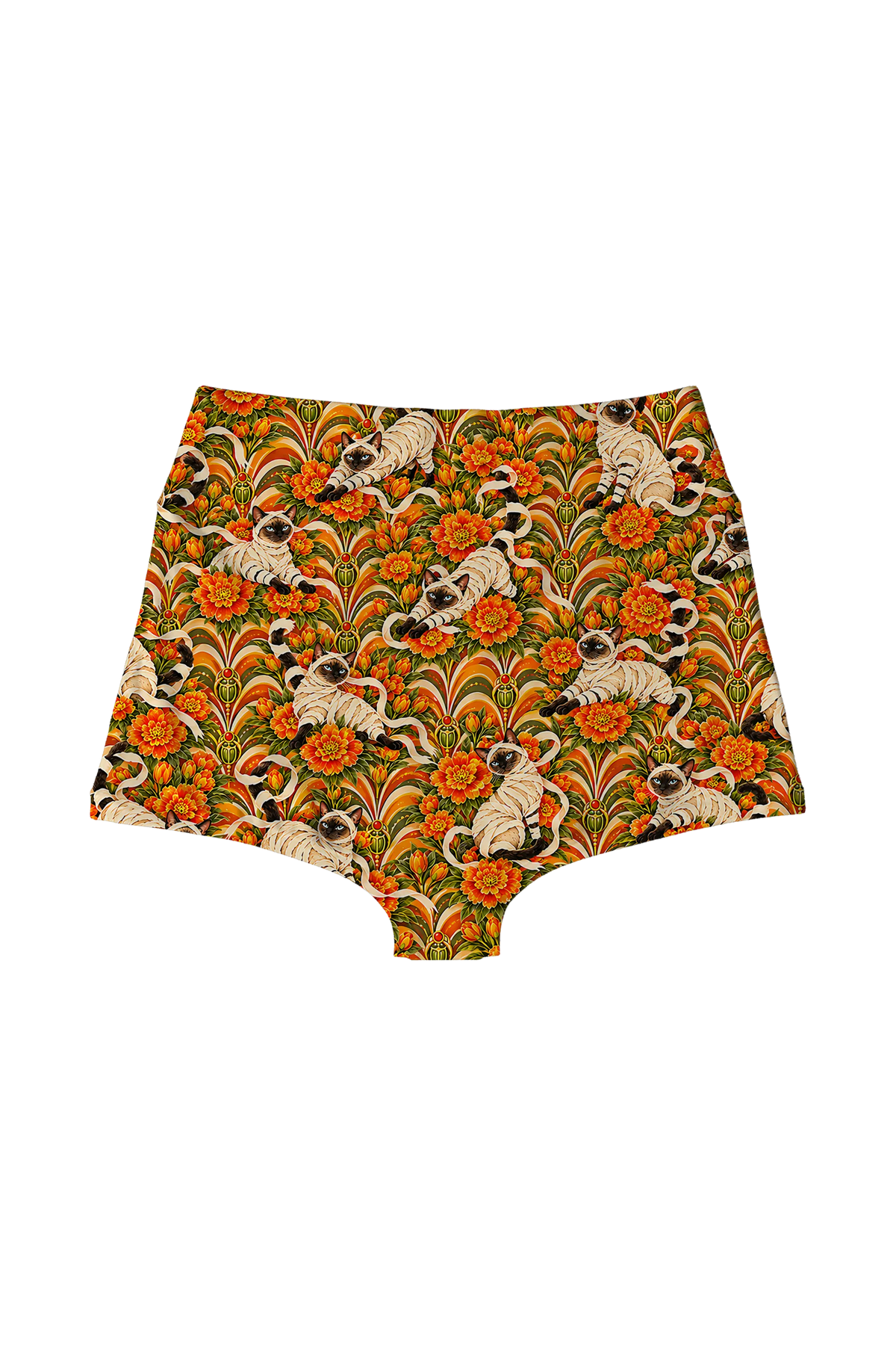 Mummy Siamese Cats highwaist, back view
