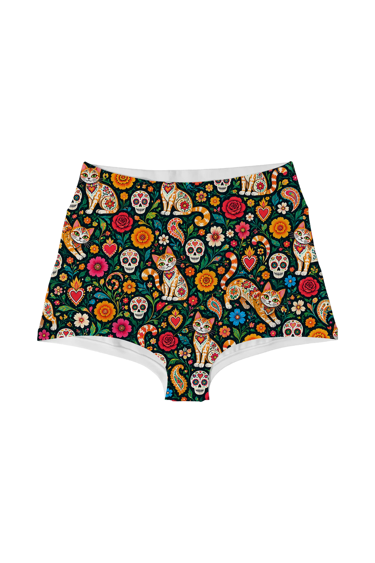 Sugar Skull Cats highwaist, front view