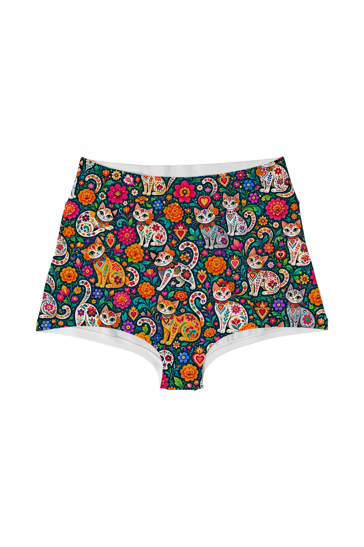 Painted Calavera Kittens highwaist, front view
