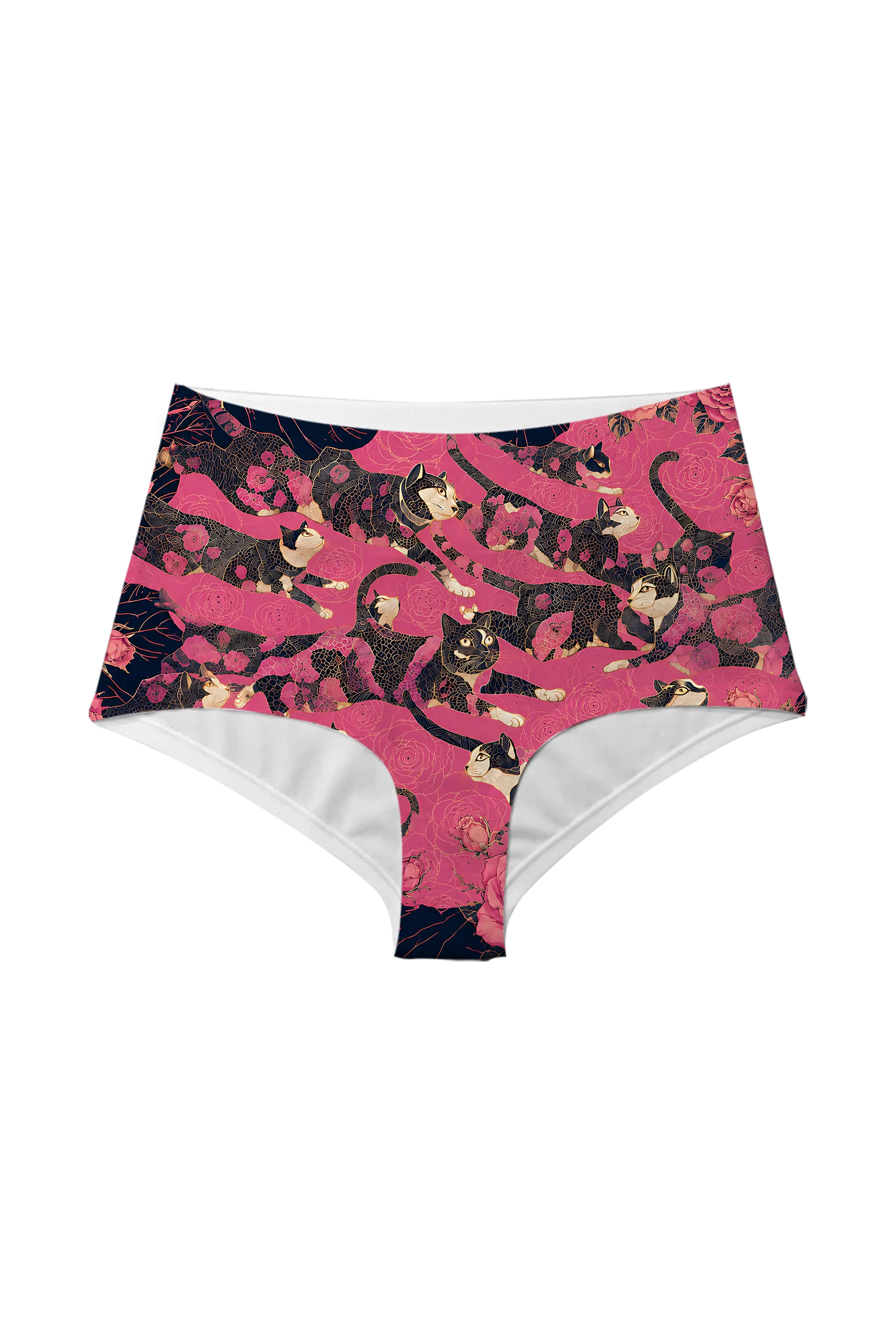 Midnight Rose Cats high waist panty, front view
