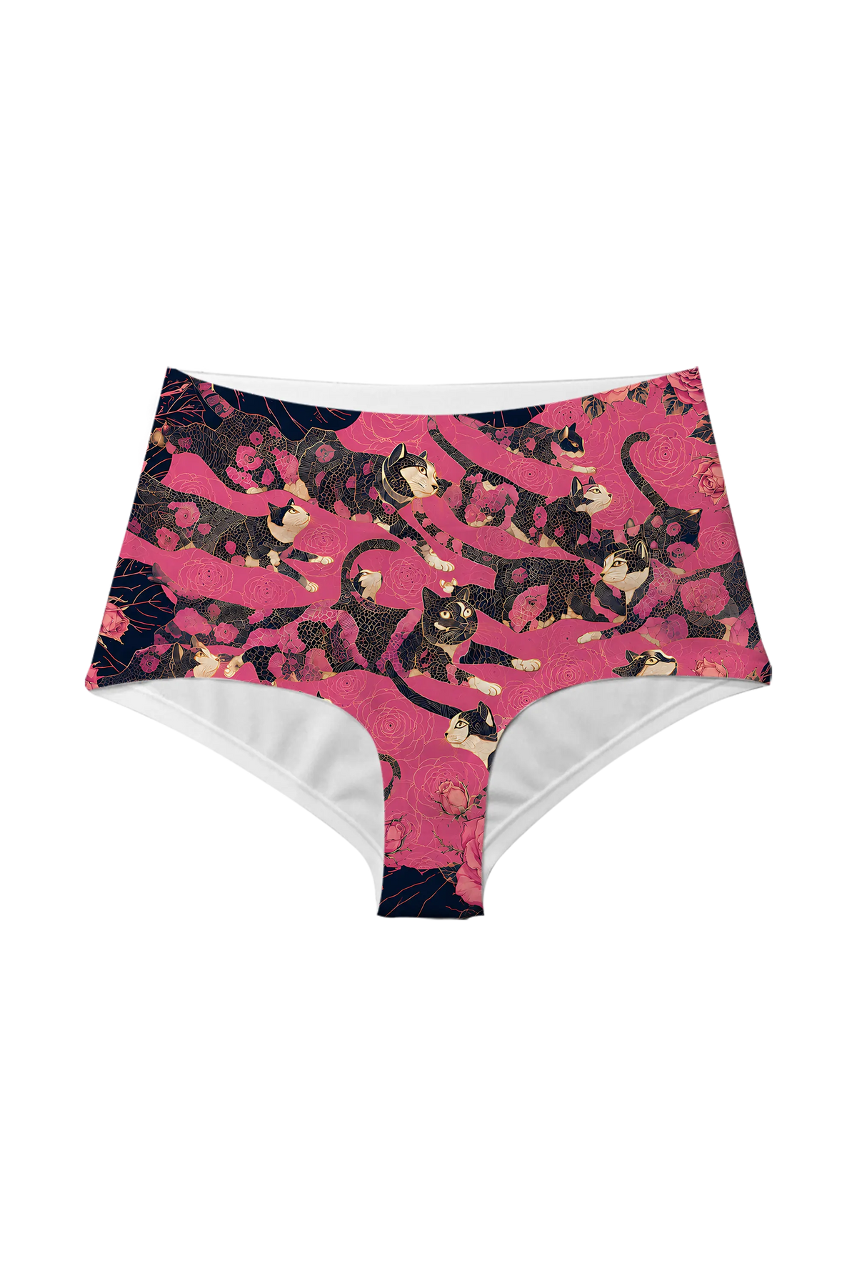 Midnight Rose Cats high waist panty, front view
