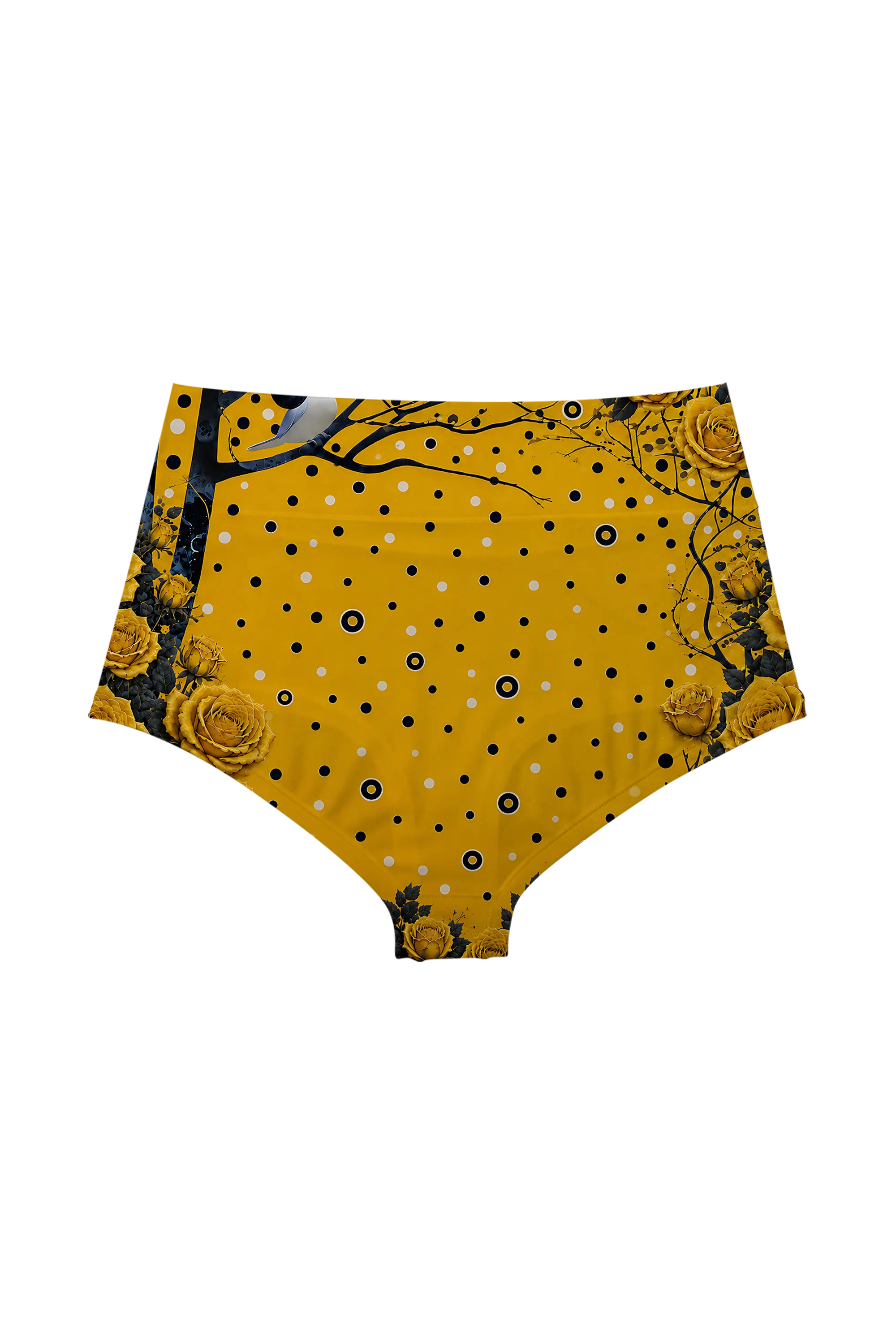 Golden Polka Cat high waist panty, back view