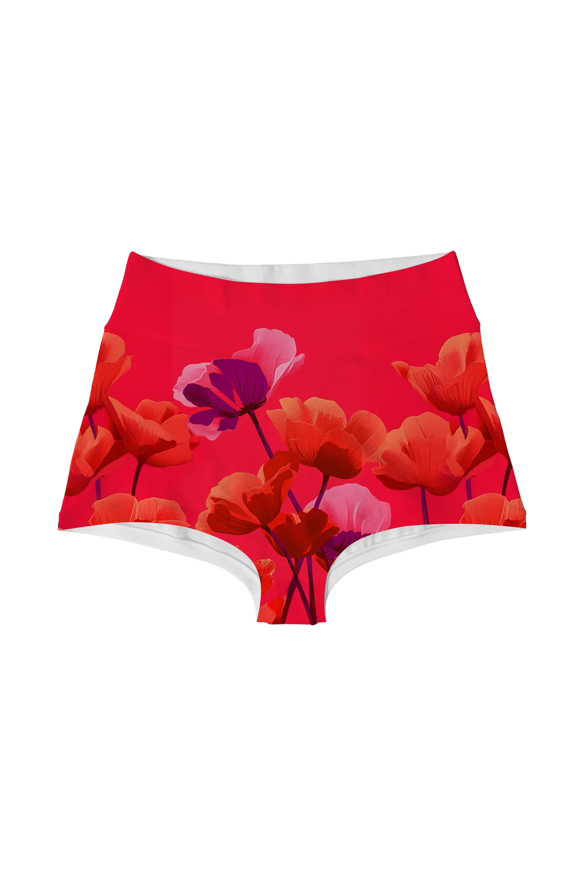 Crimson Poppies highwaist, front view