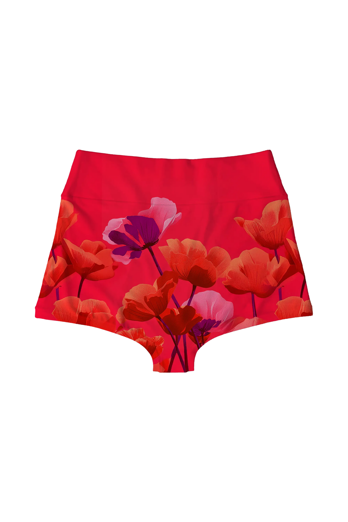 Crimson Poppies highwaist, back view