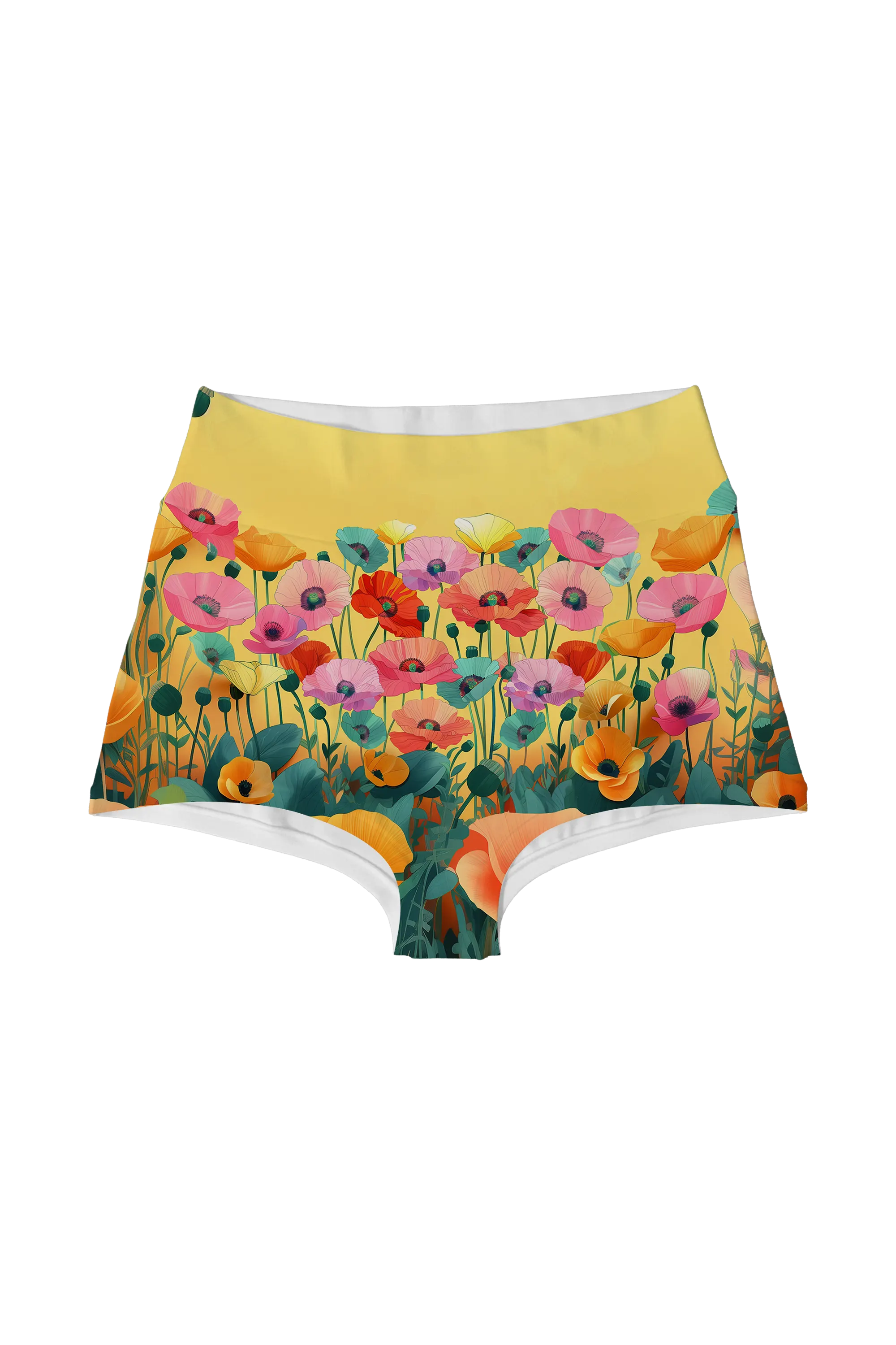 Poppies on Gold highwaist, front view