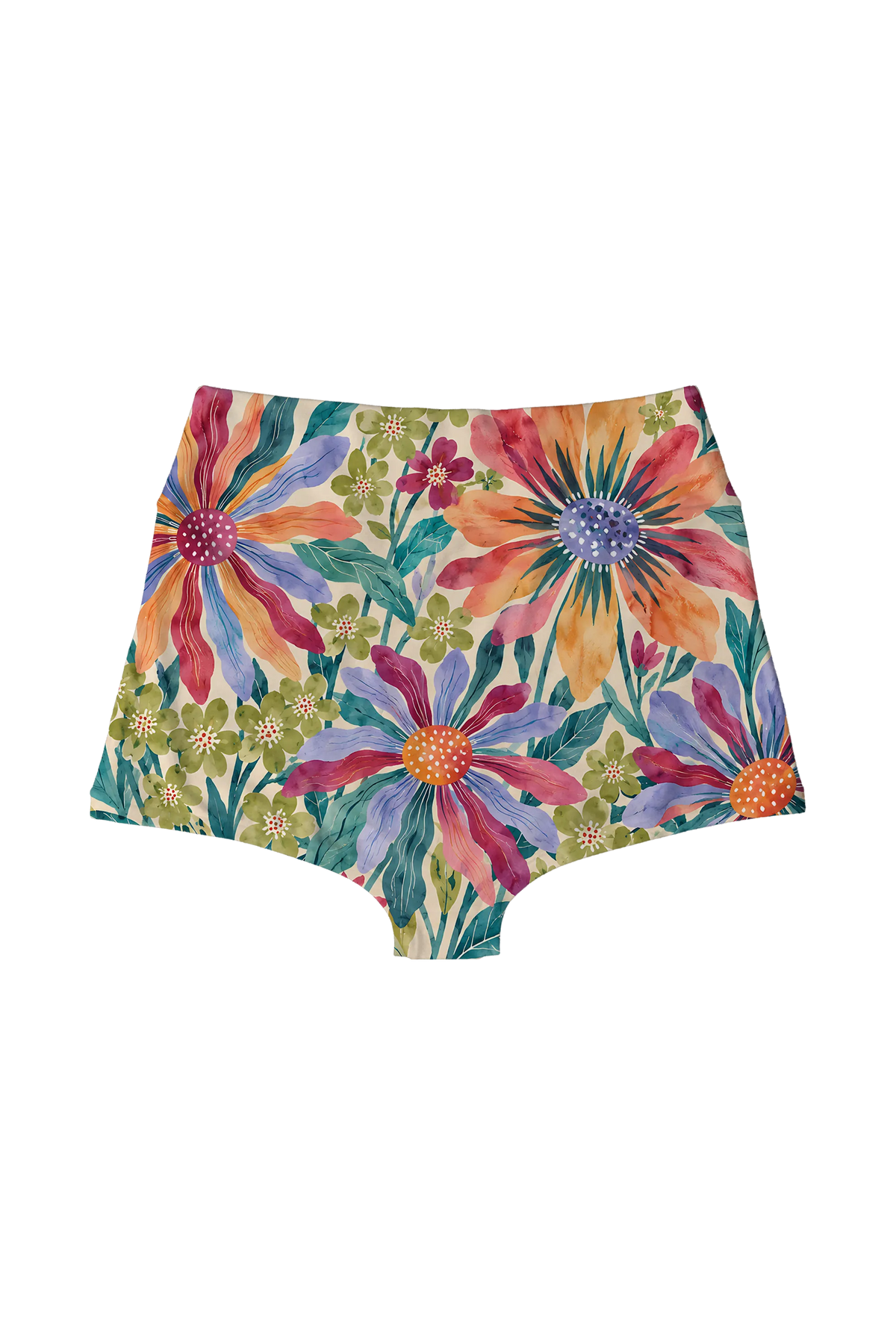 Painted Rainbow Daisies highwaist, back view