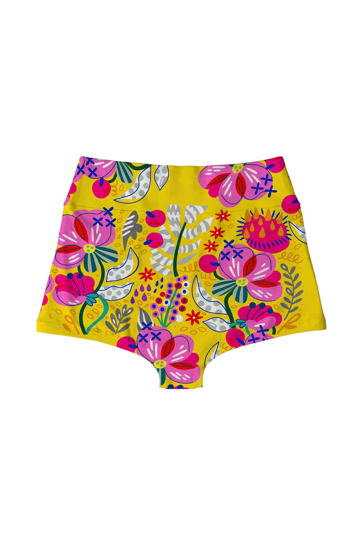 Pink Blossom on Yellow highwaist, back view