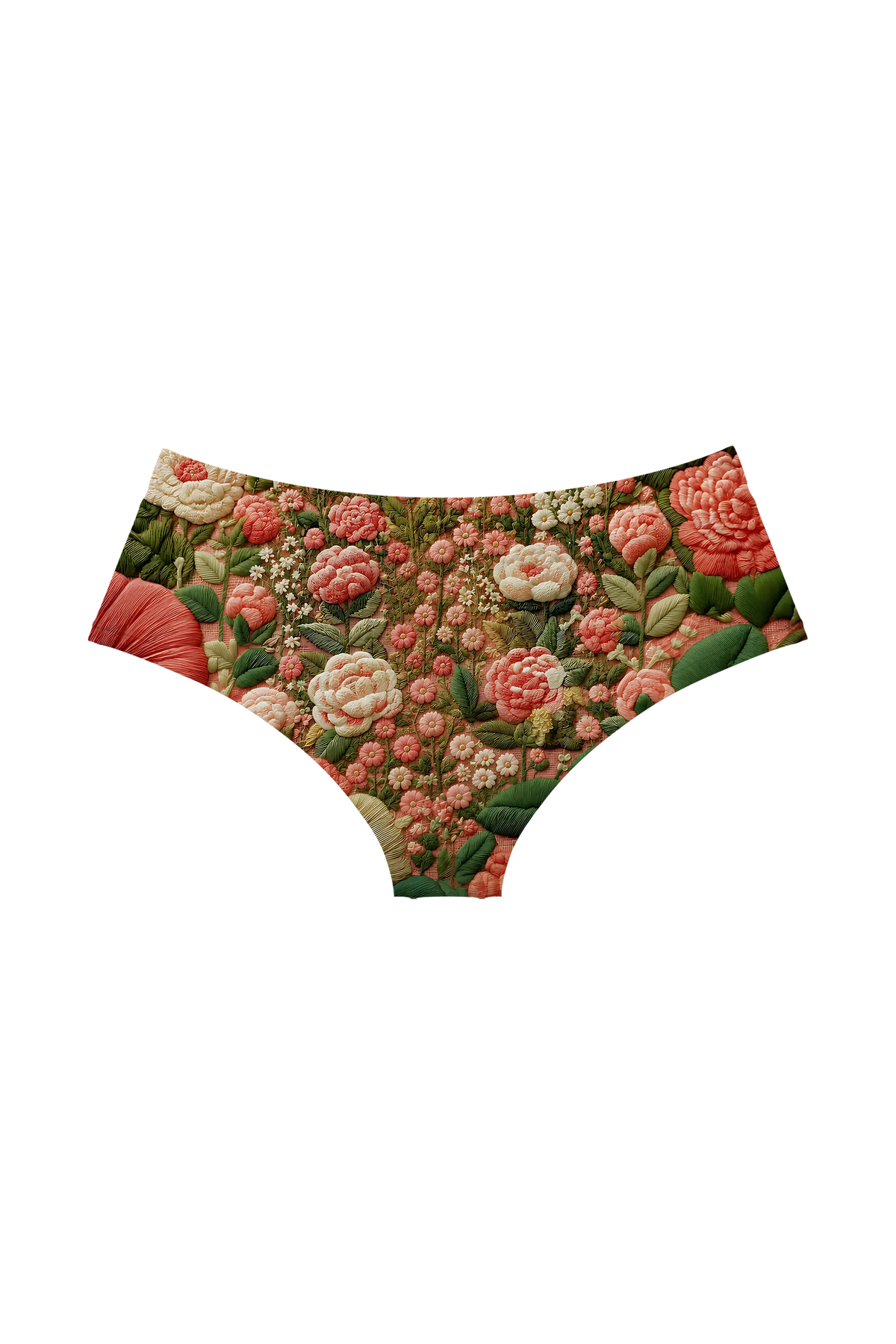 Embroidered Cat Garden hipster panty, back view