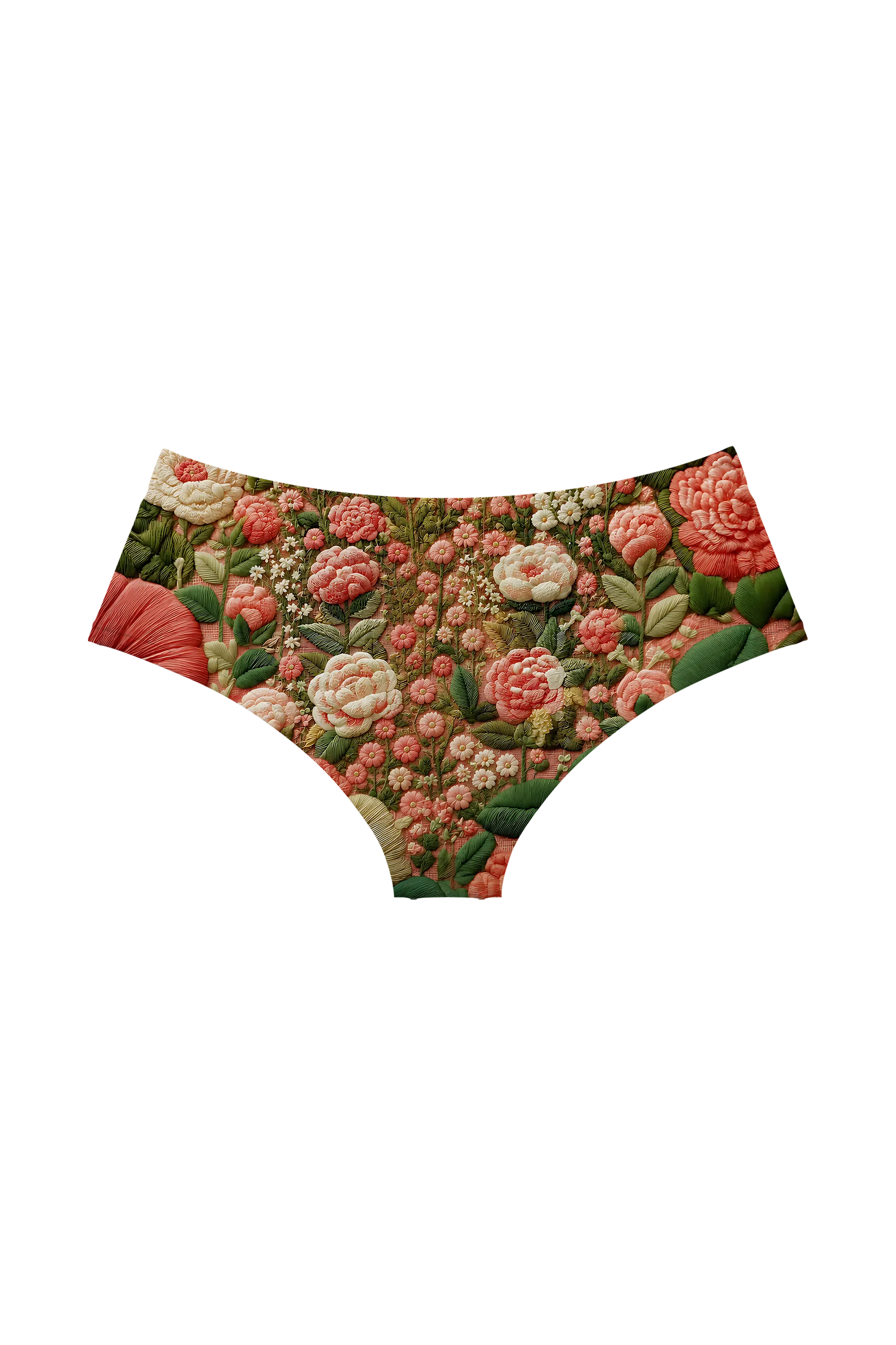 Embroidered Cat Garden hipster panty, back view