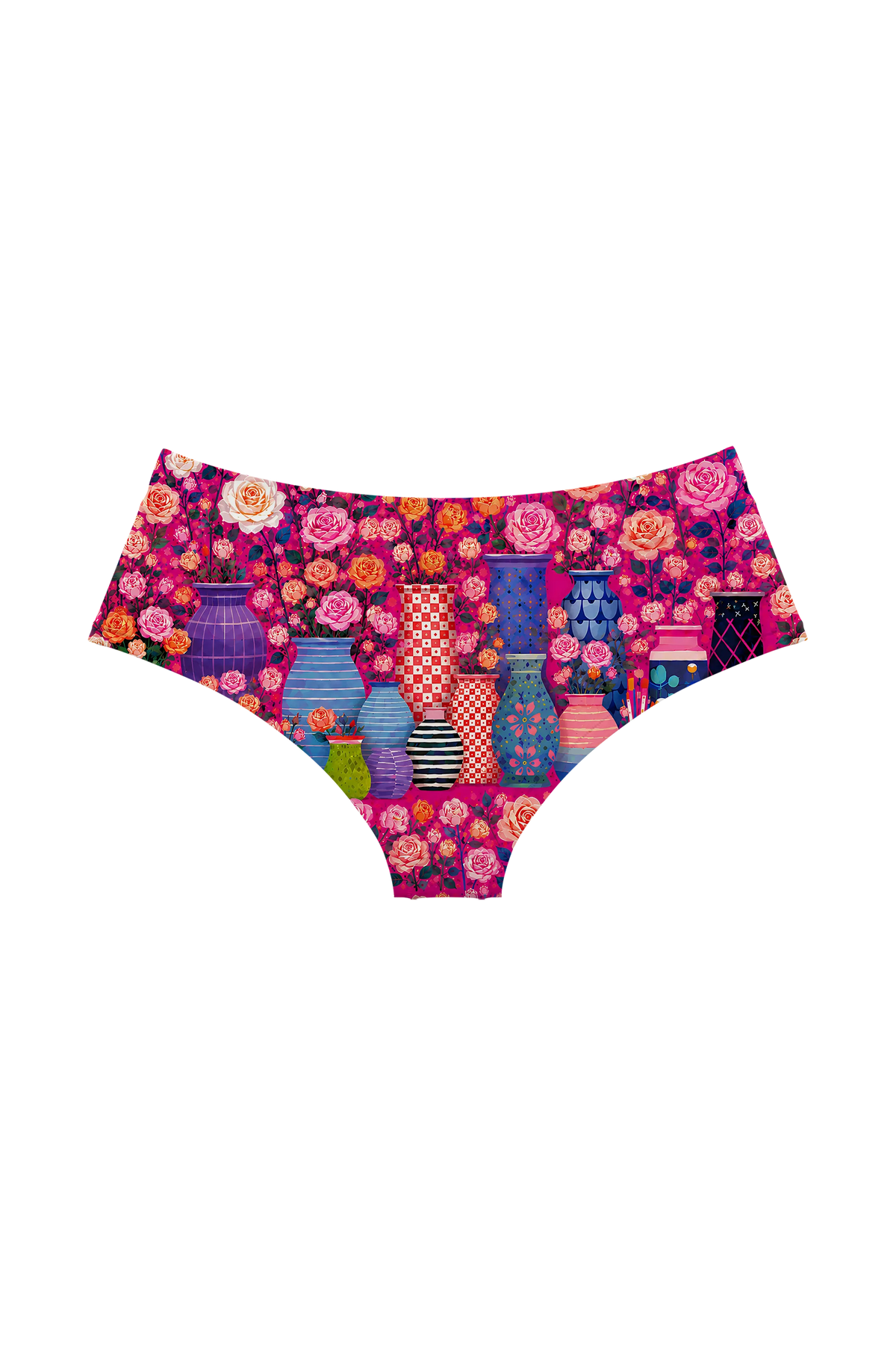 Pink Rose Cat Garden hipster panty, back view