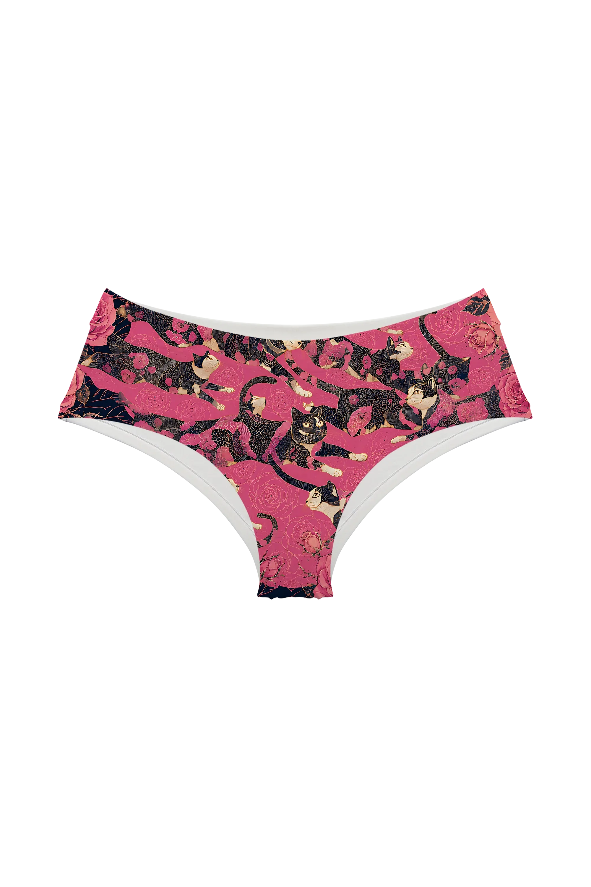 Midnight Rose Cats hipster panty, front view