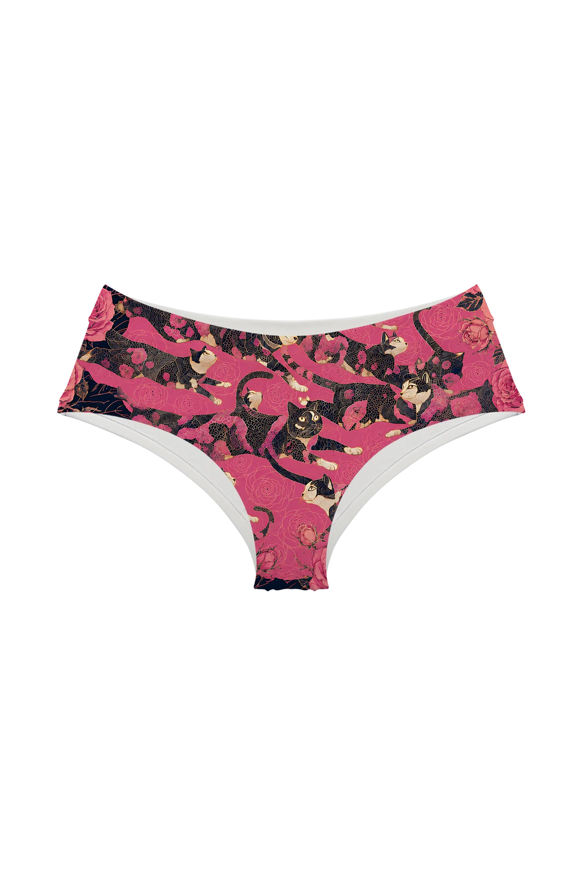 Midnight Rose Cats hipster panty, front view