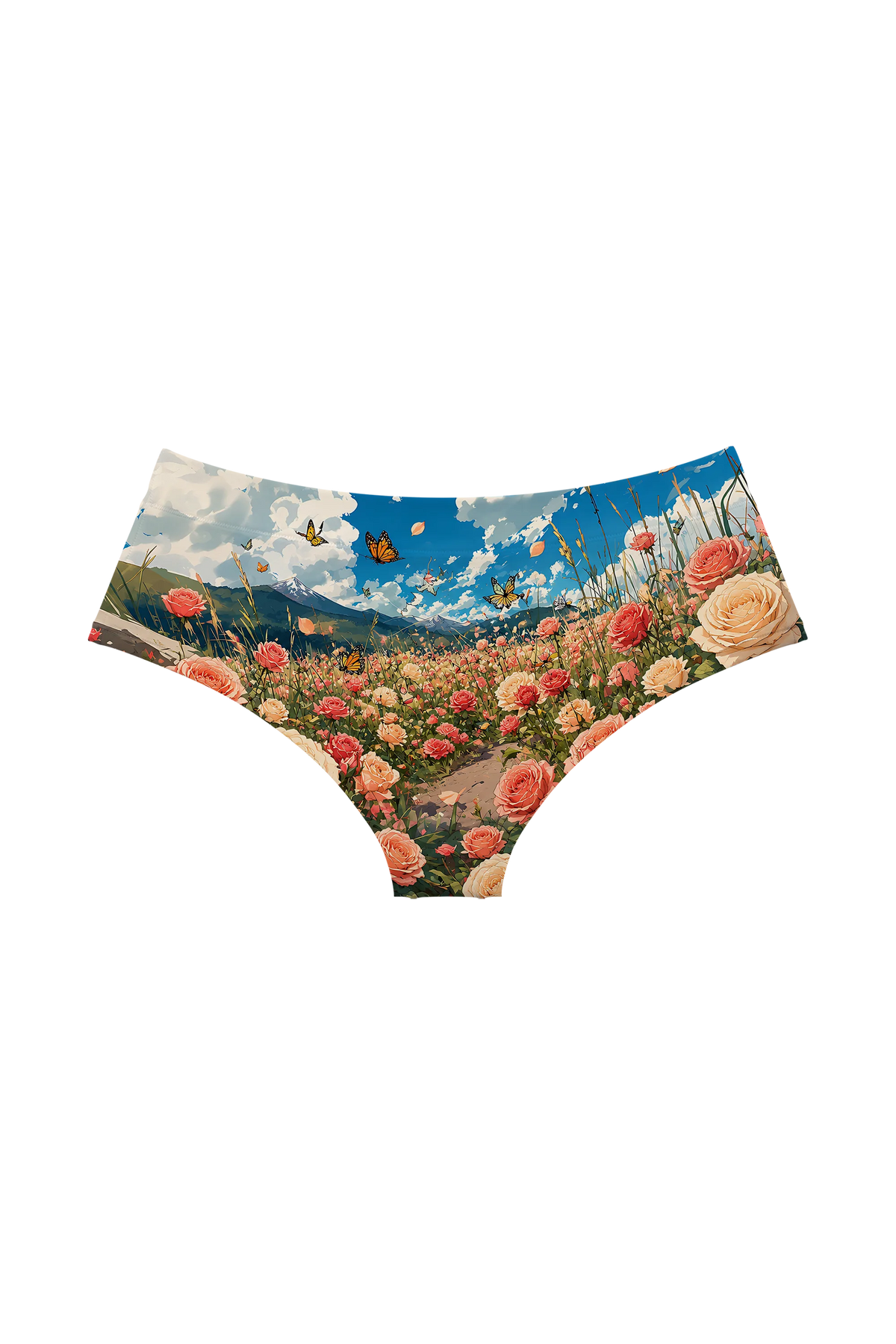 Kitten in Rose Meadow hipster panty, back view