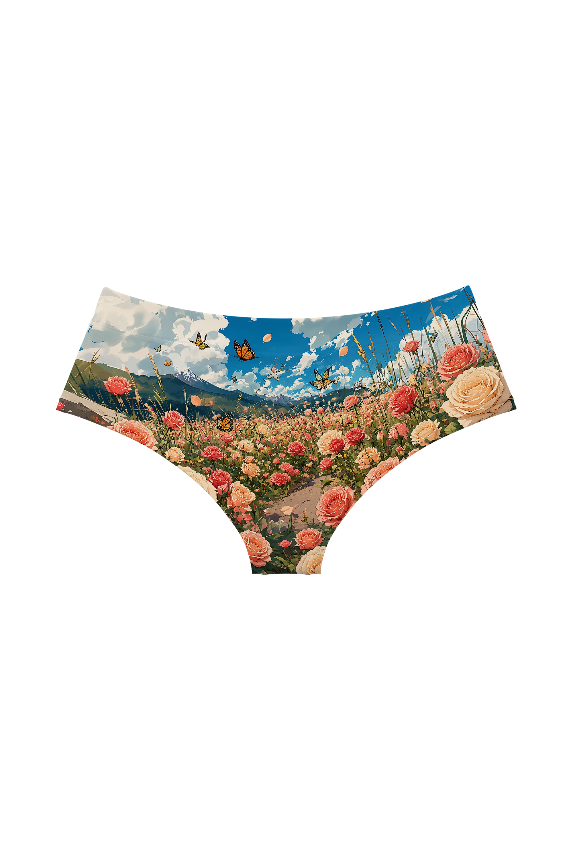 Kitten in Rose Meadow hipster panty, back view