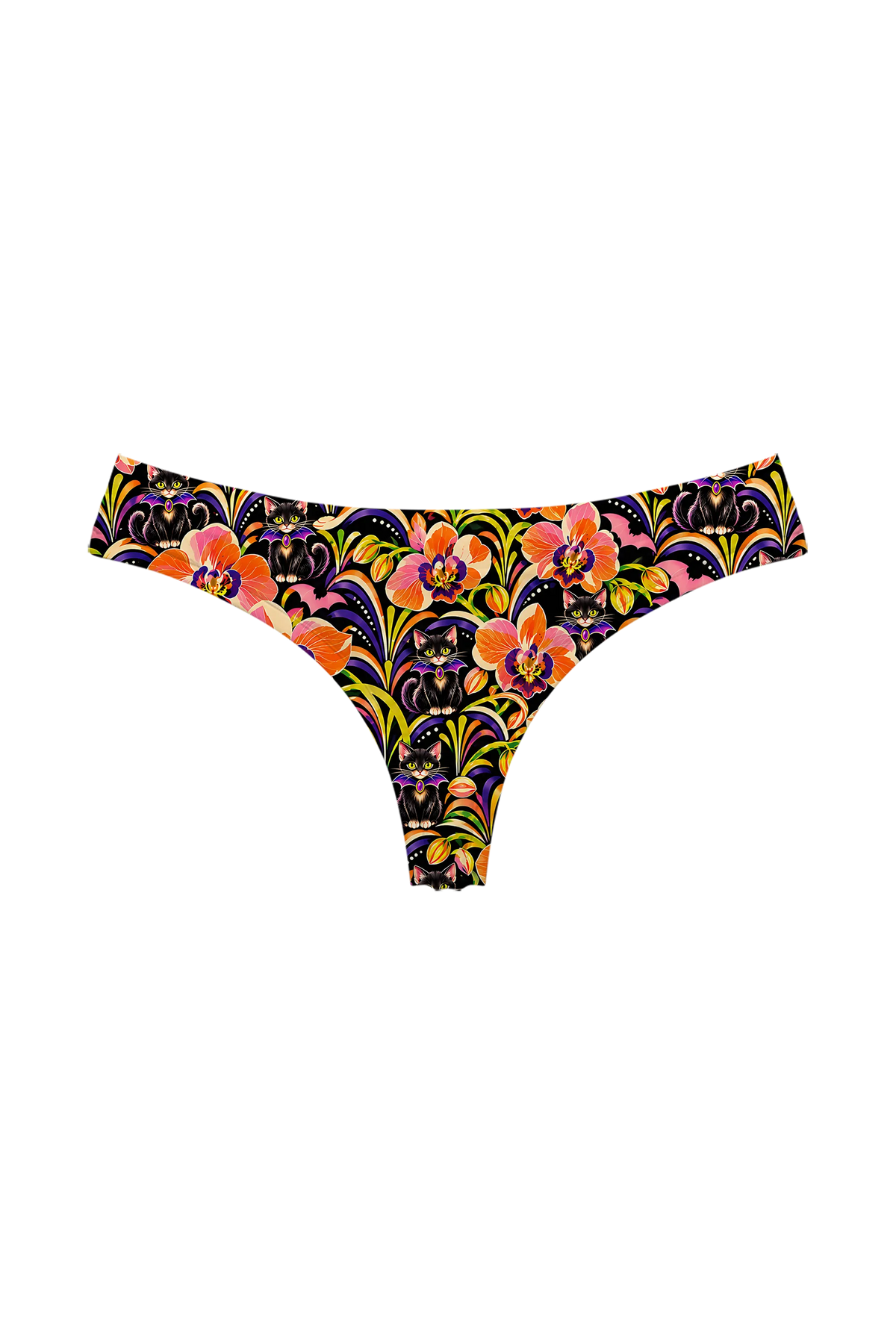 Bat Collar Kittens thong, front view