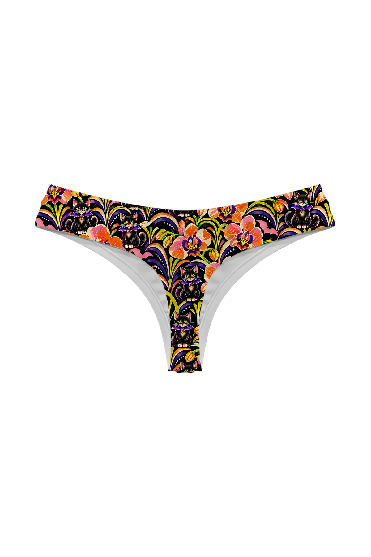 Bat Collar Kittens thong, back view