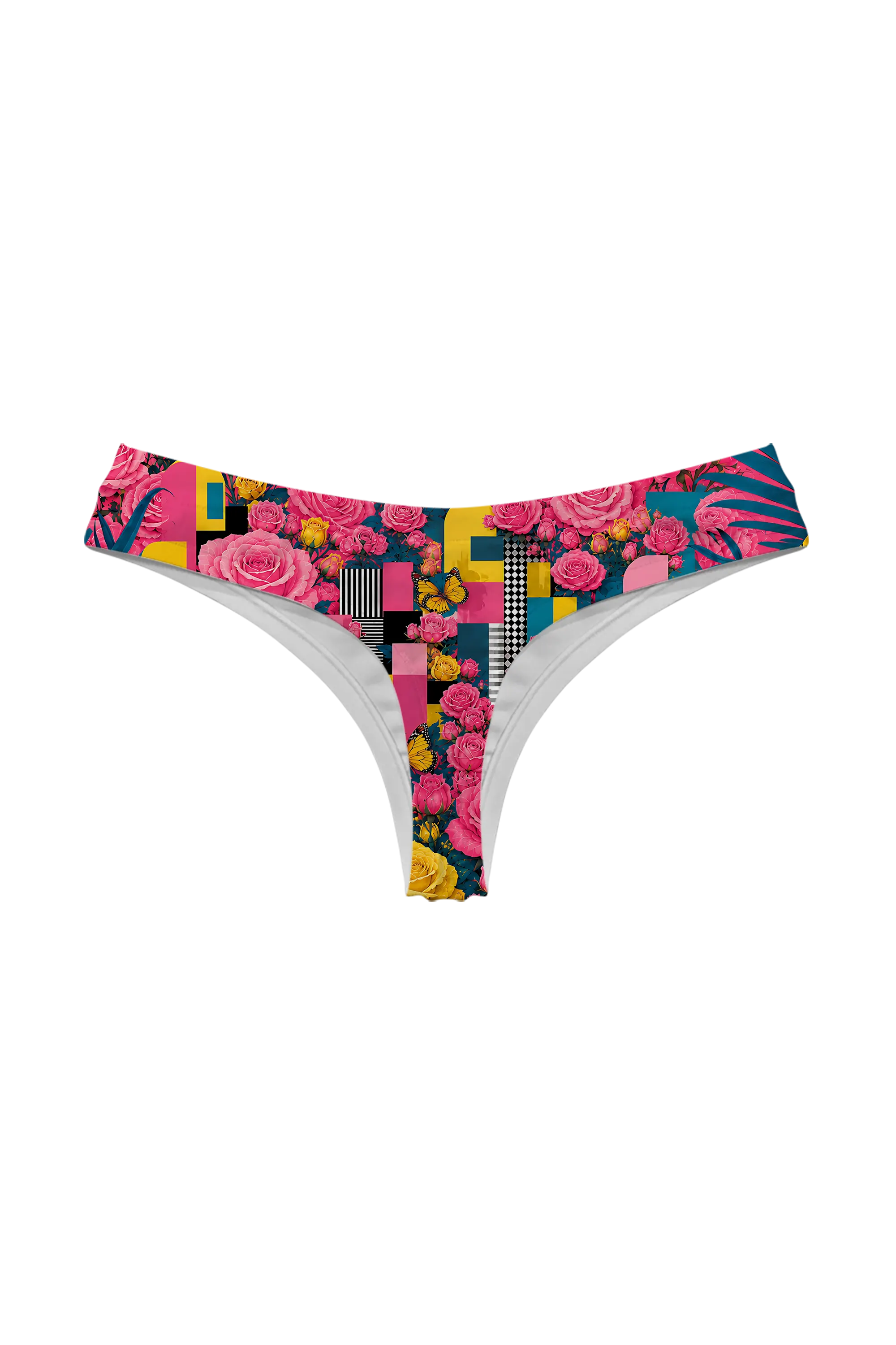 Blooming Cats thong panty, back view
