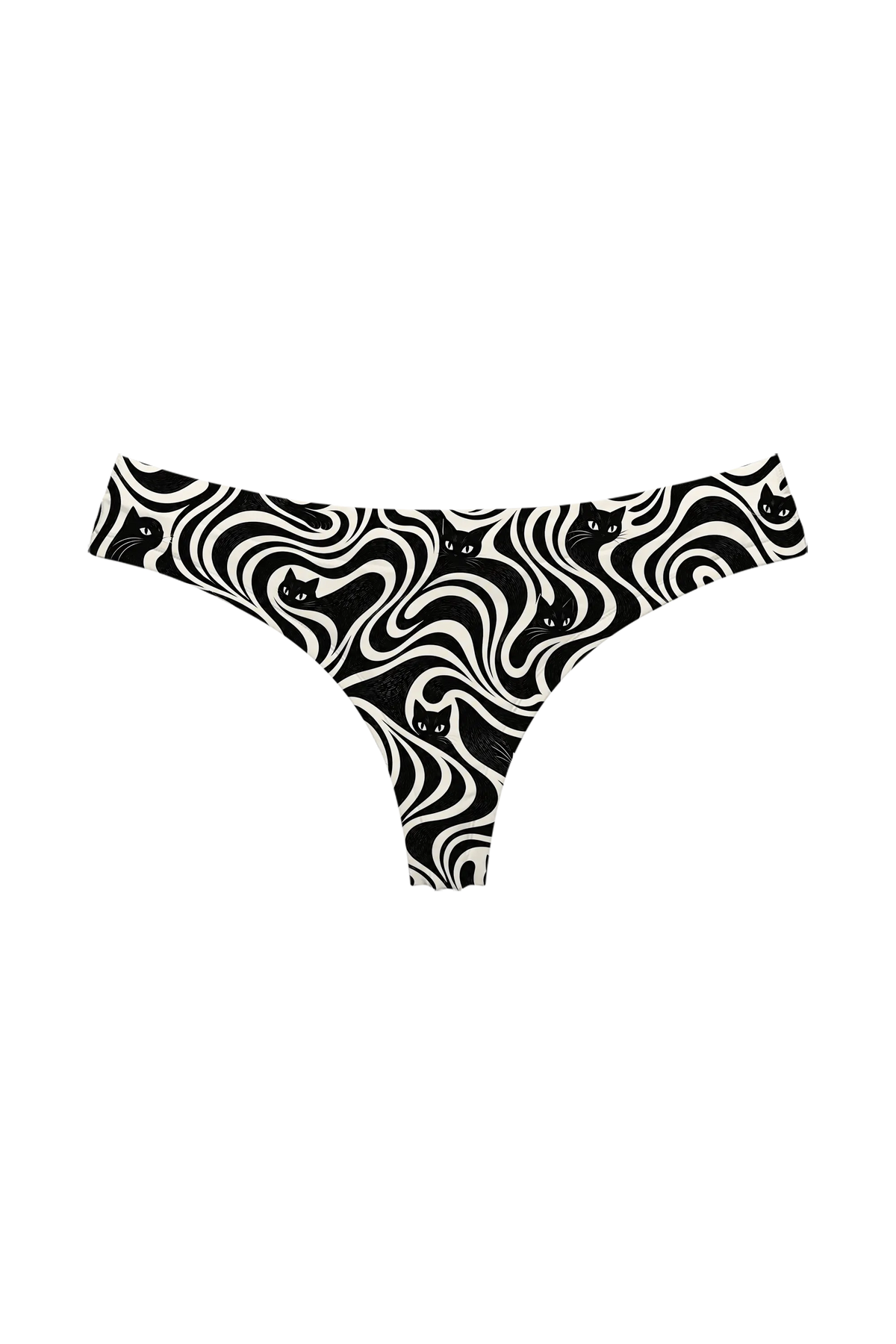 Black Cat Swirl thong, front view