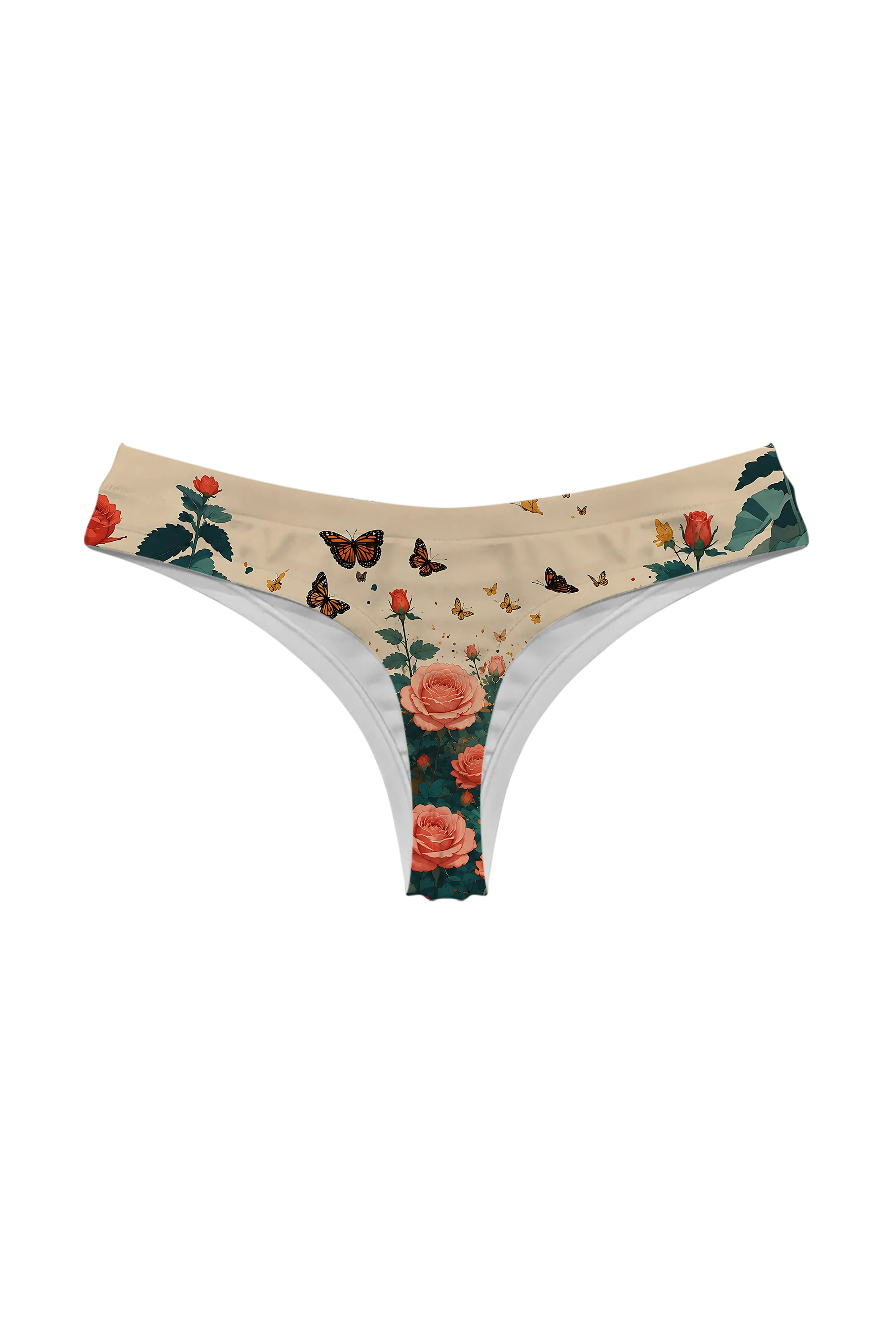 Calico Cat and Butterflies thong panty, back view
