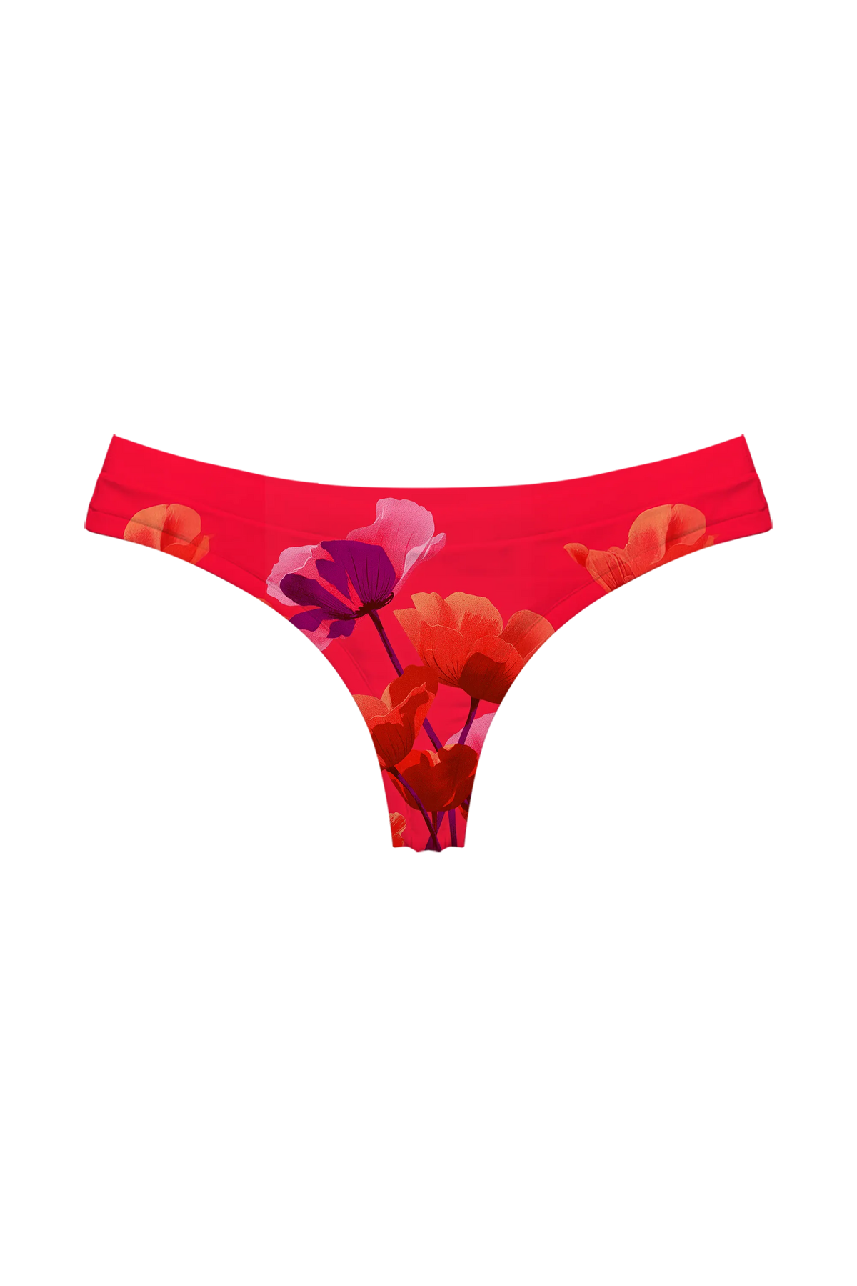 Crimson Poppies thong, front view