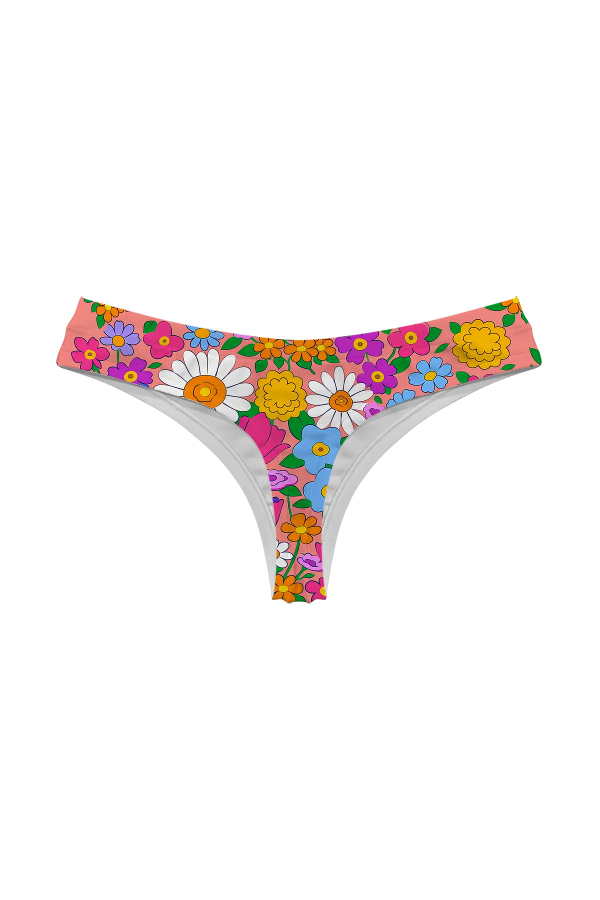 Retro Flower Power thong, back view