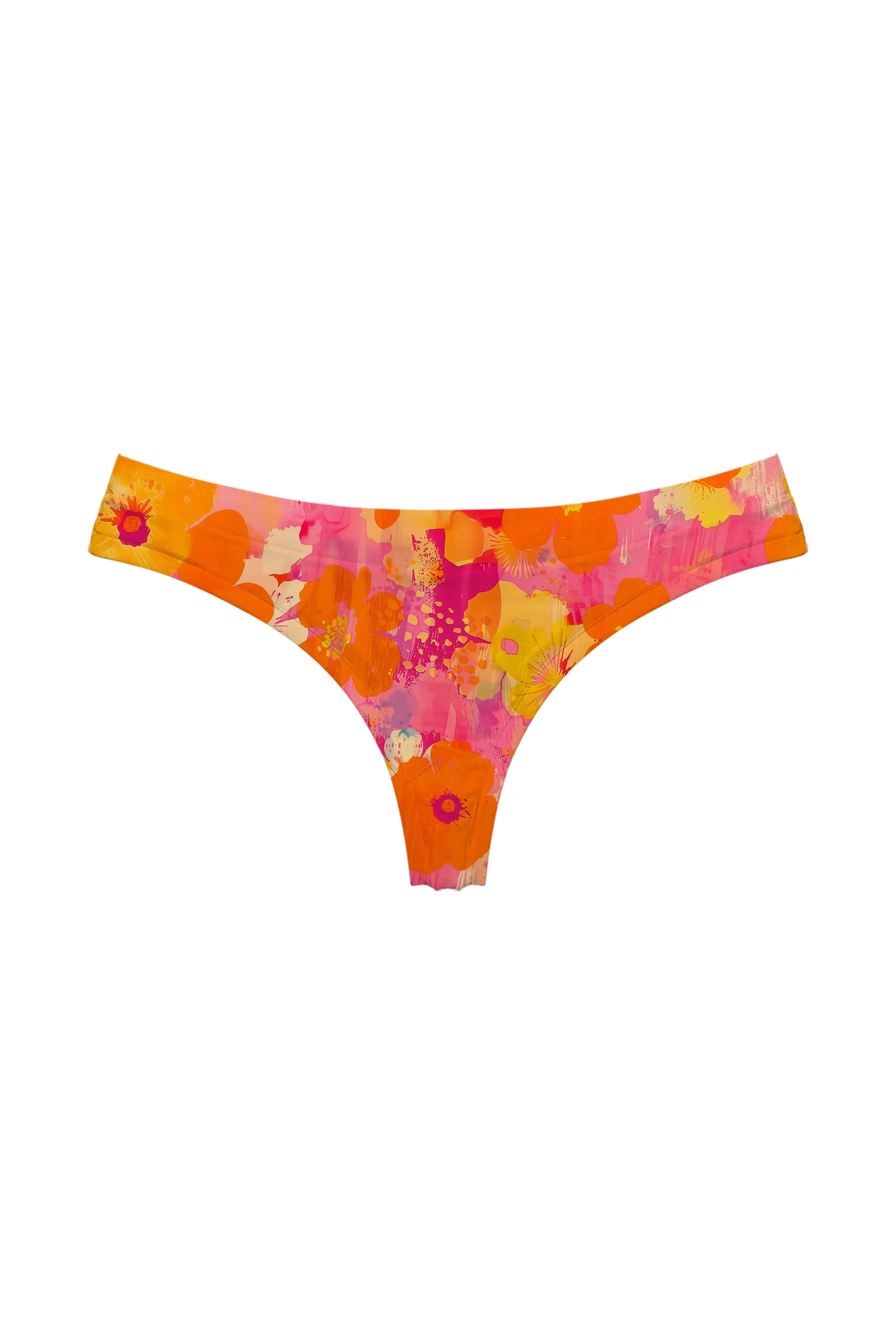 Painted Poppy Splash thong, front view