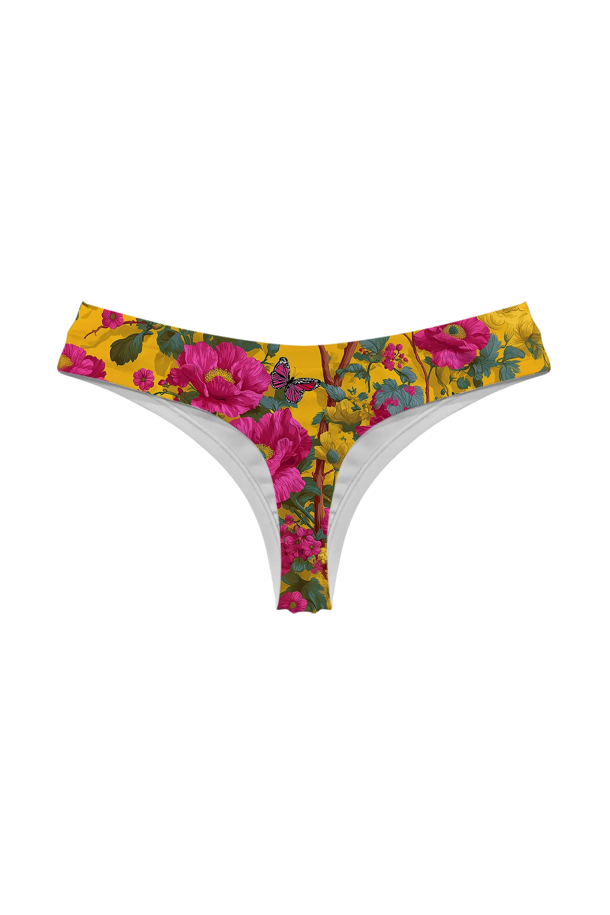 Magenta Butterfly Chintz thong, back view