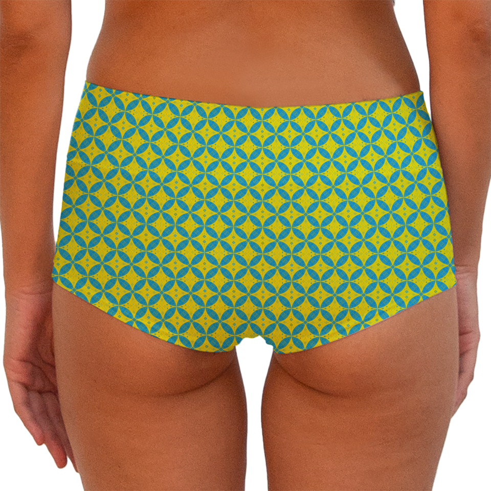 Batik Kawung Blue & Yellow Series Boy shorts Bottom