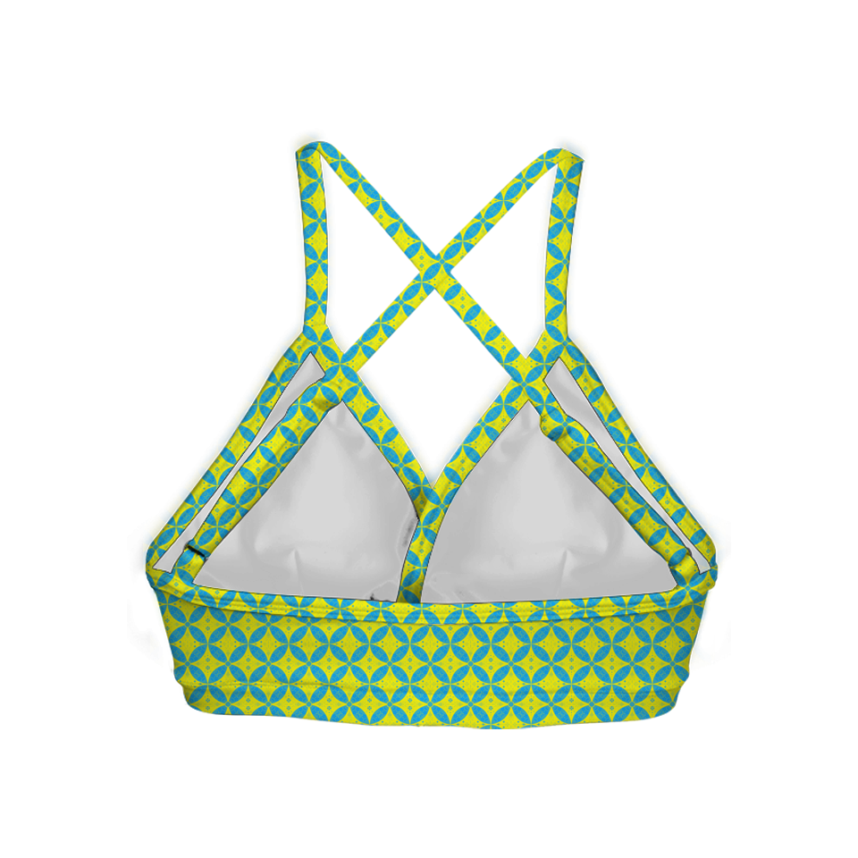 Batik Kawung Blue & Yellow Series Cross Bra