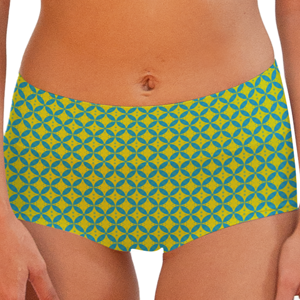 Batik Kawung Blue & Yellow Series Boy shorts Bottom