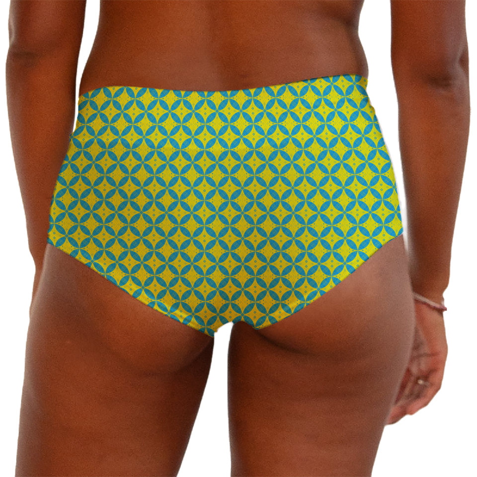 Batik Kawung Blue & Yellow Series Boy shorts Bottom