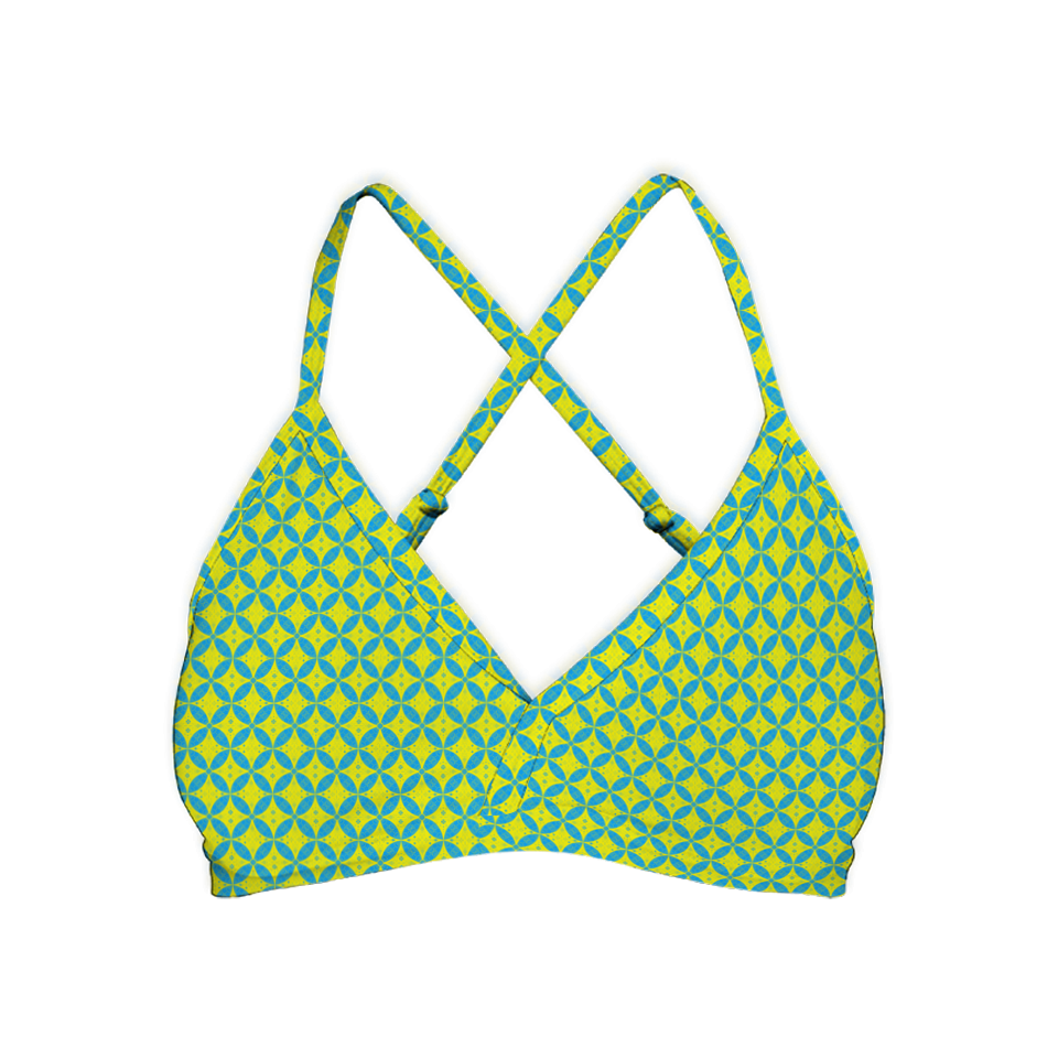 Batik Kawung Blue & Yellow Series Cross Bra