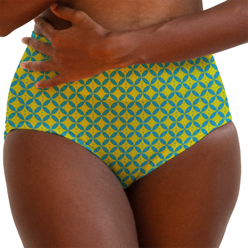 Batik Kawung Blue & Yellow Series Boy shorts Bottom