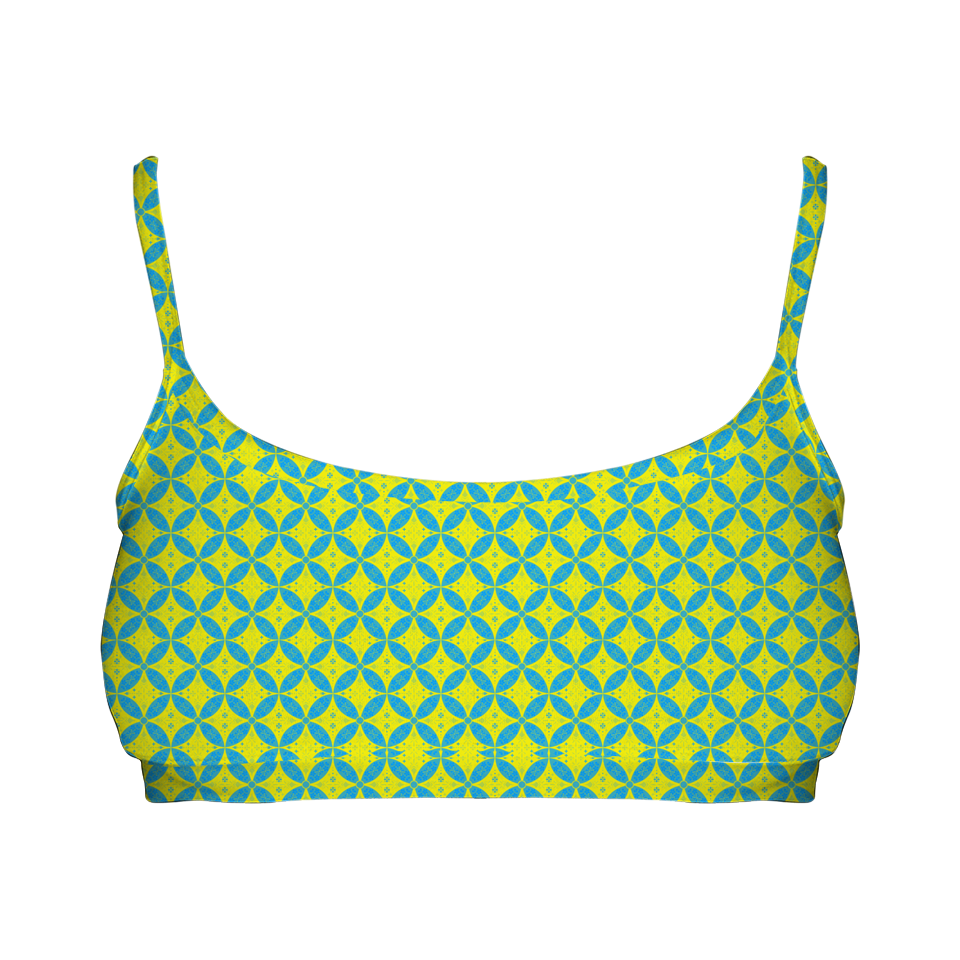 Batik Kawung Blue & Yellow Series Tube Style Bra