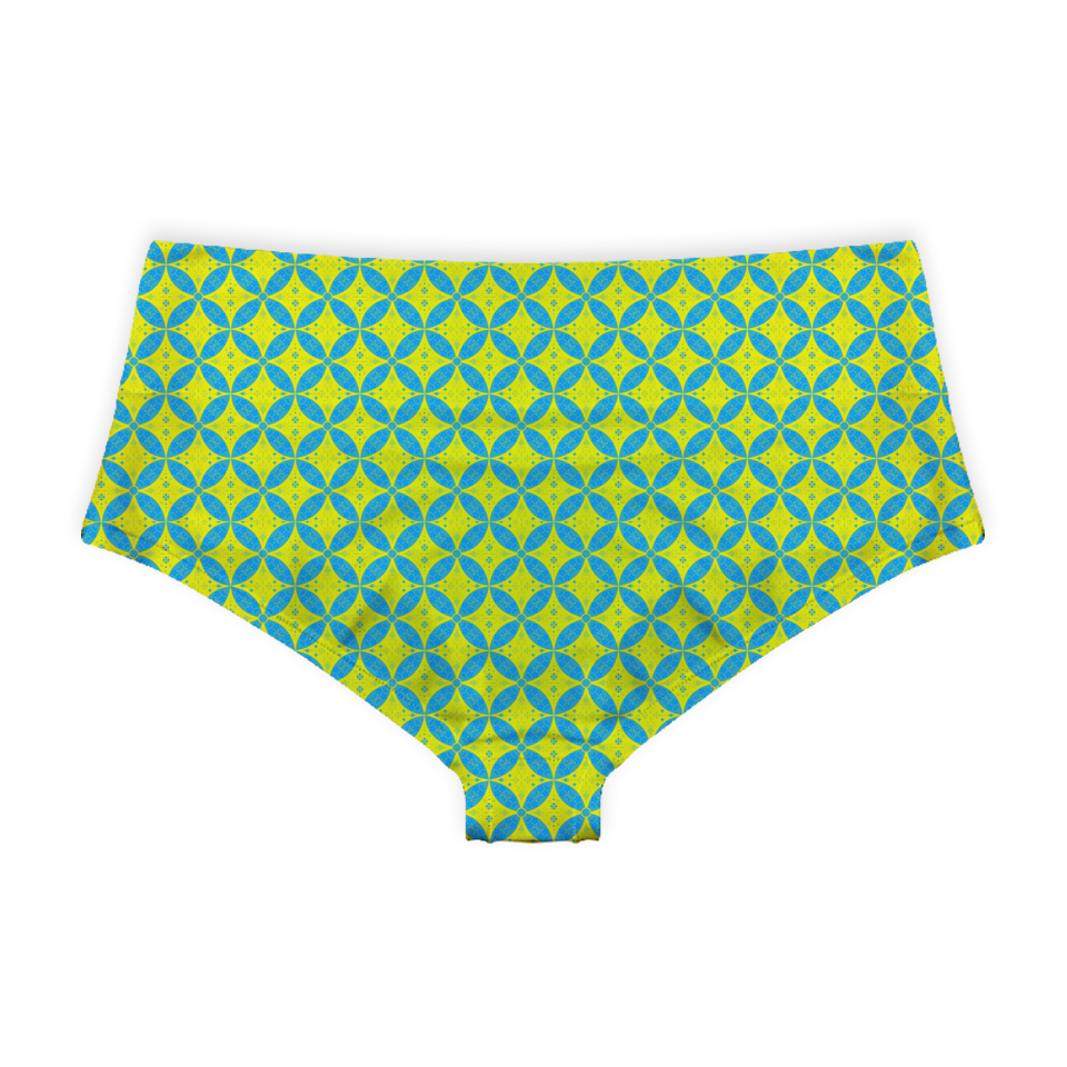 Batik Kawung Blue & Yellow Series Boy shorts Bottom